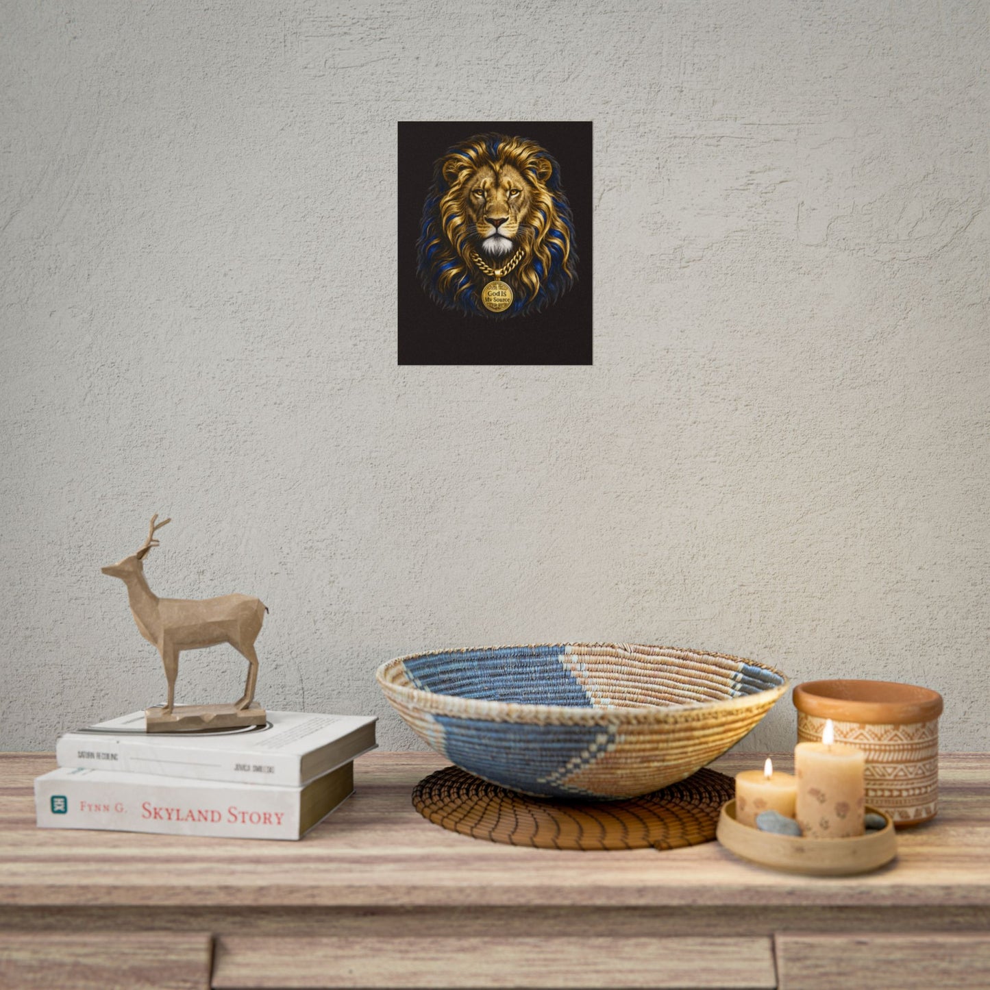 Lion Poster - 'God Is My Source' Lion Wall Art, Inspirational Christian Decor