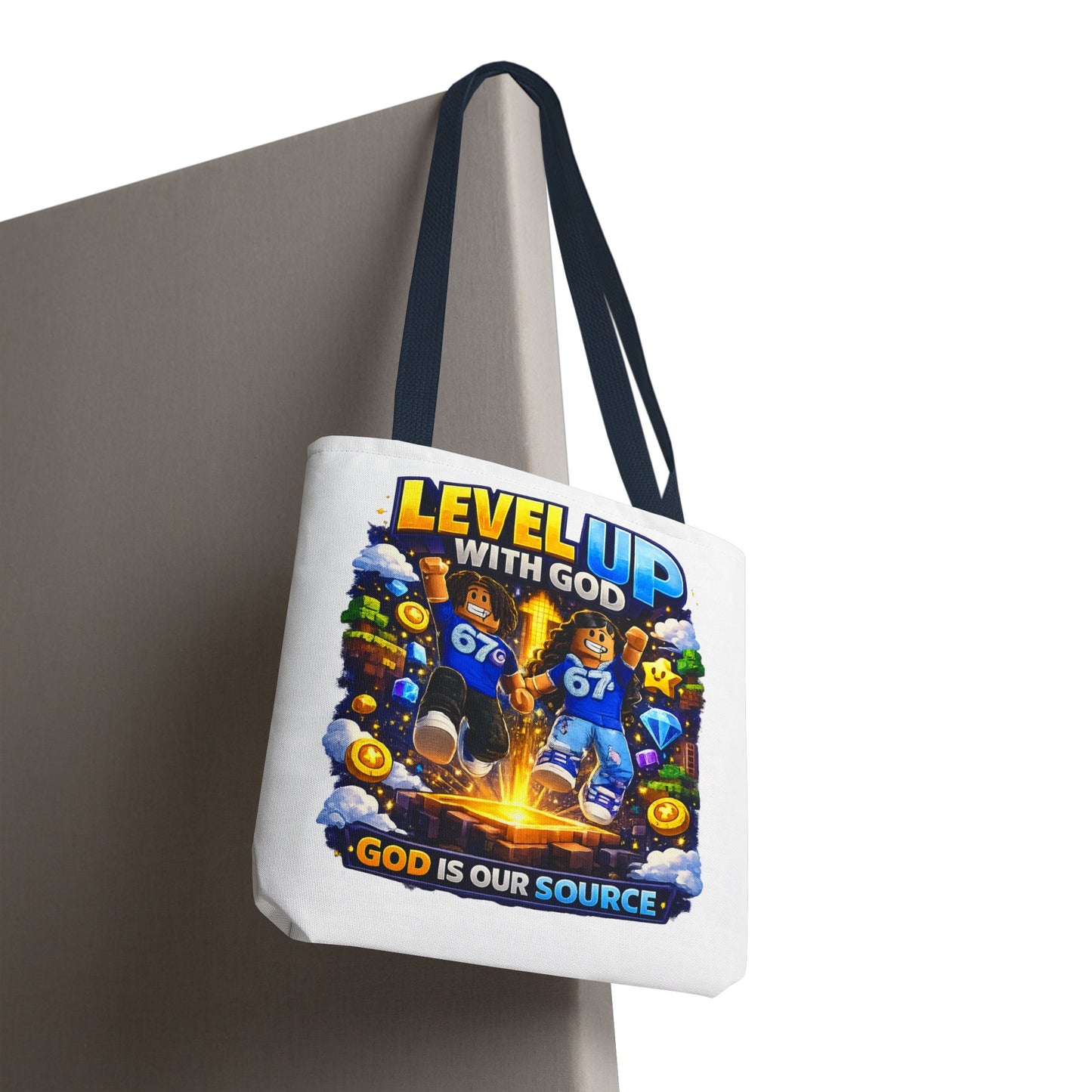 Level Up With God™ Personalized Kids Tote Bag — Upload Your Own Avatar