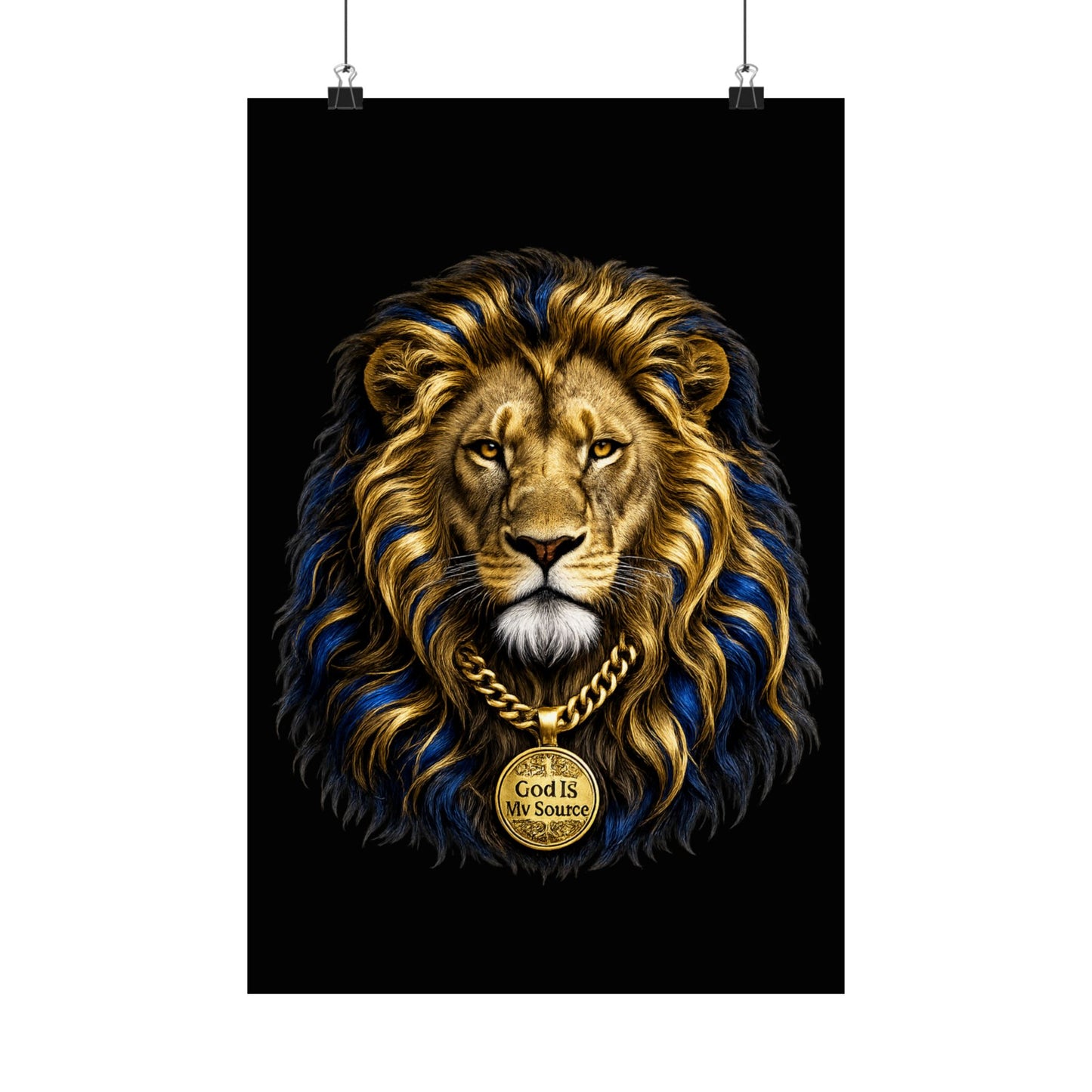 God Is My Source Lion Satin Poster | Christian Wall Art