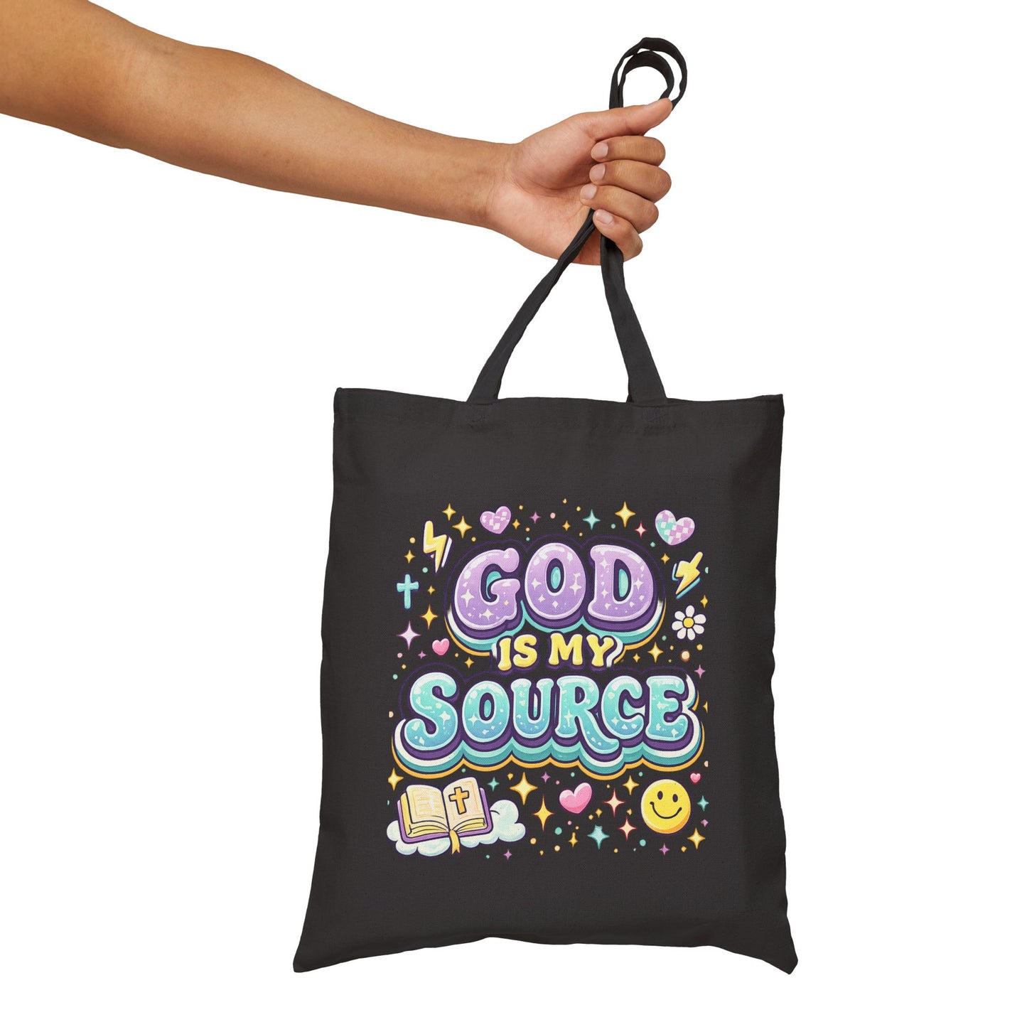 God Is My Source Tote Bag | Faith Illustration | Bible | Cute Pastel Design
