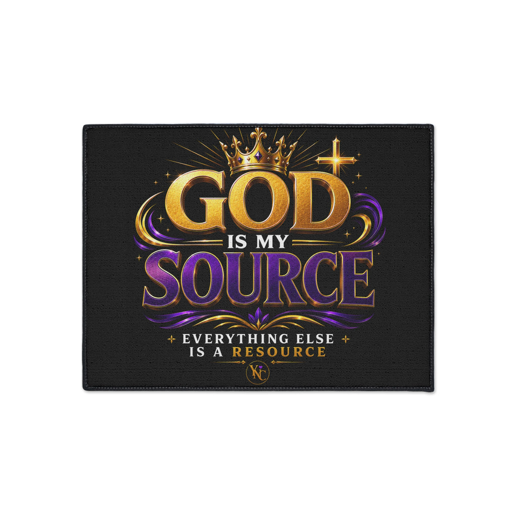 God Is My Source Christian Heavy Duty Indoor Floor Mat | Non-Slip Faith Home Decor