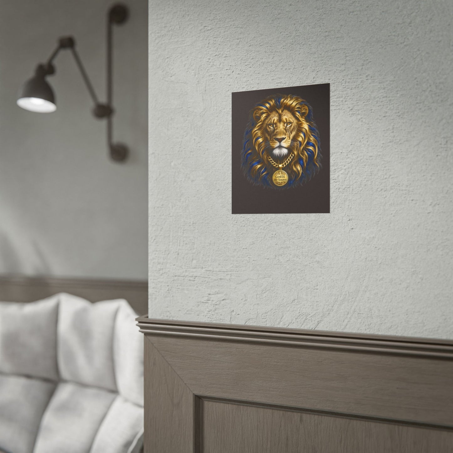 Lion Poster - 'God Is My Source' Lion Wall Art, Inspirational Christian Decor