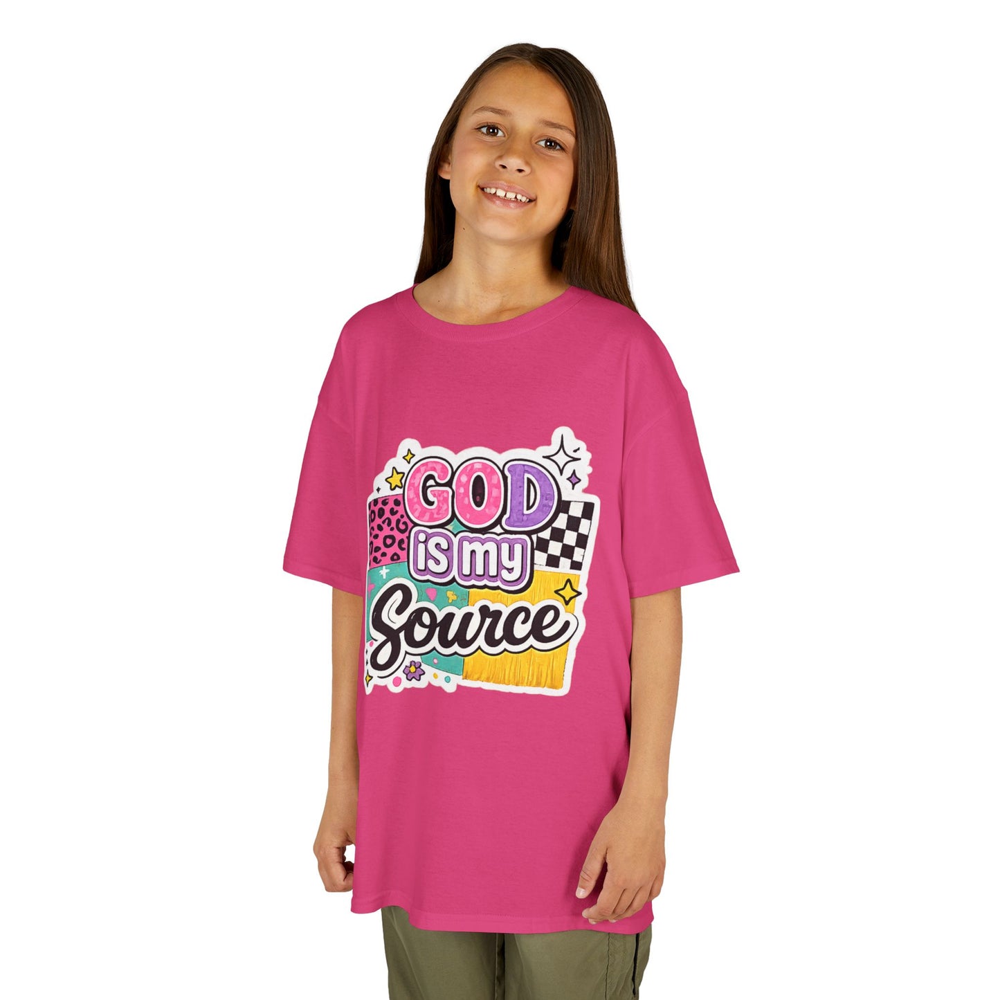 God Is My Source™ Kids Christian T-Shirt | Retro Faith Graphic Tee |