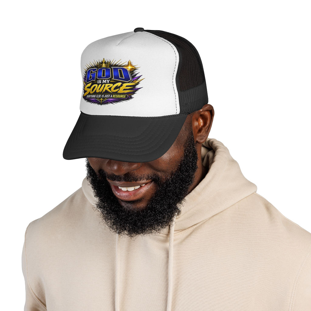 God Is My Source Christian Trucker Hat | Adjustable Mesh Snapback Cap for Men & Women