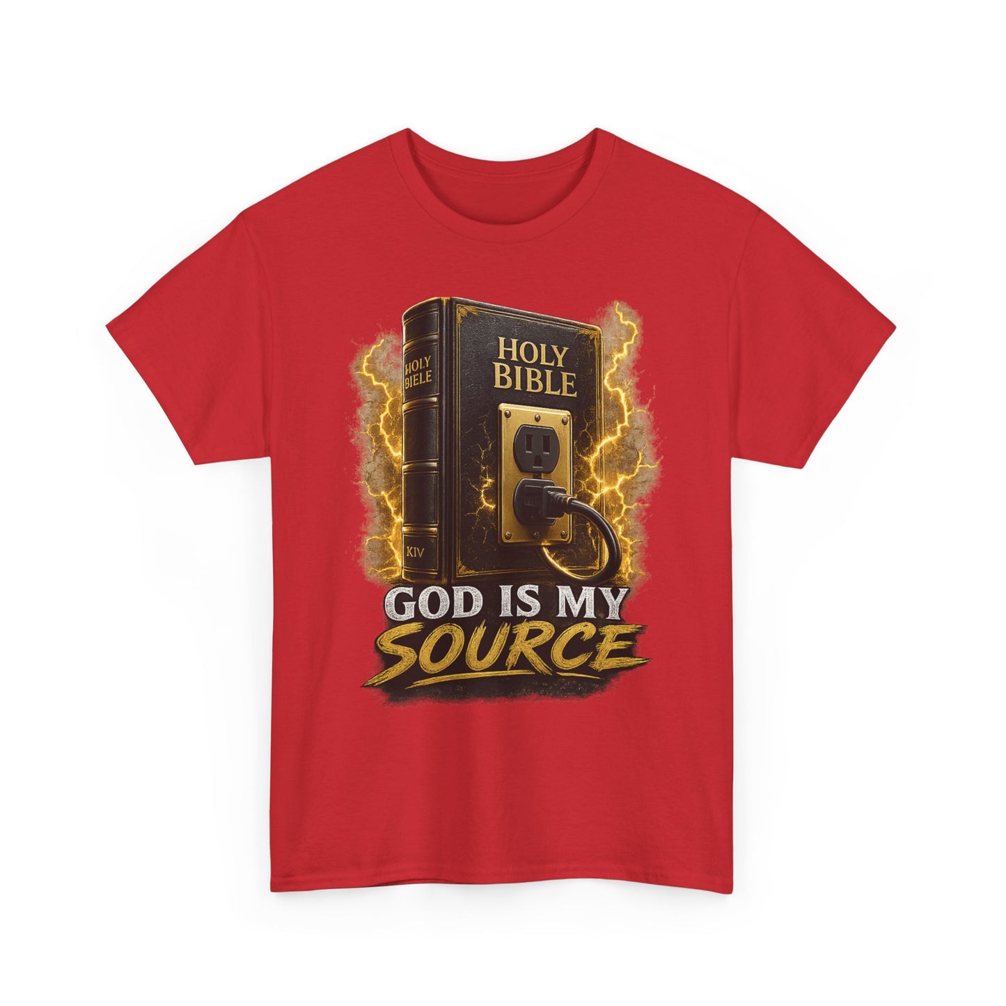 God Is My Source T-Shirt | Holy Bible Power Outlet Christian Tee | Unisex Heavy Cotton Tee