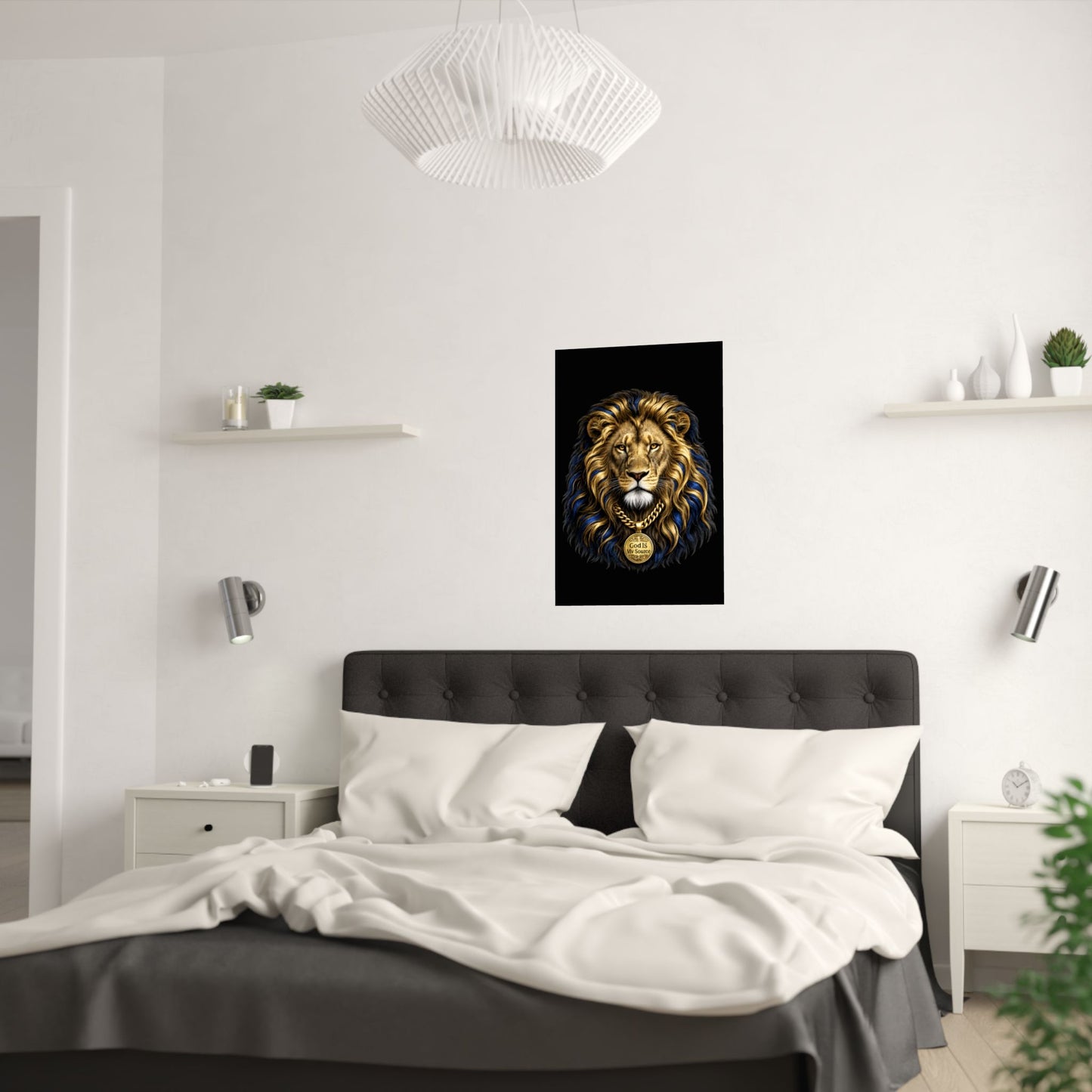 God Is My Source Lion Satin Poster | Christian Wall Art