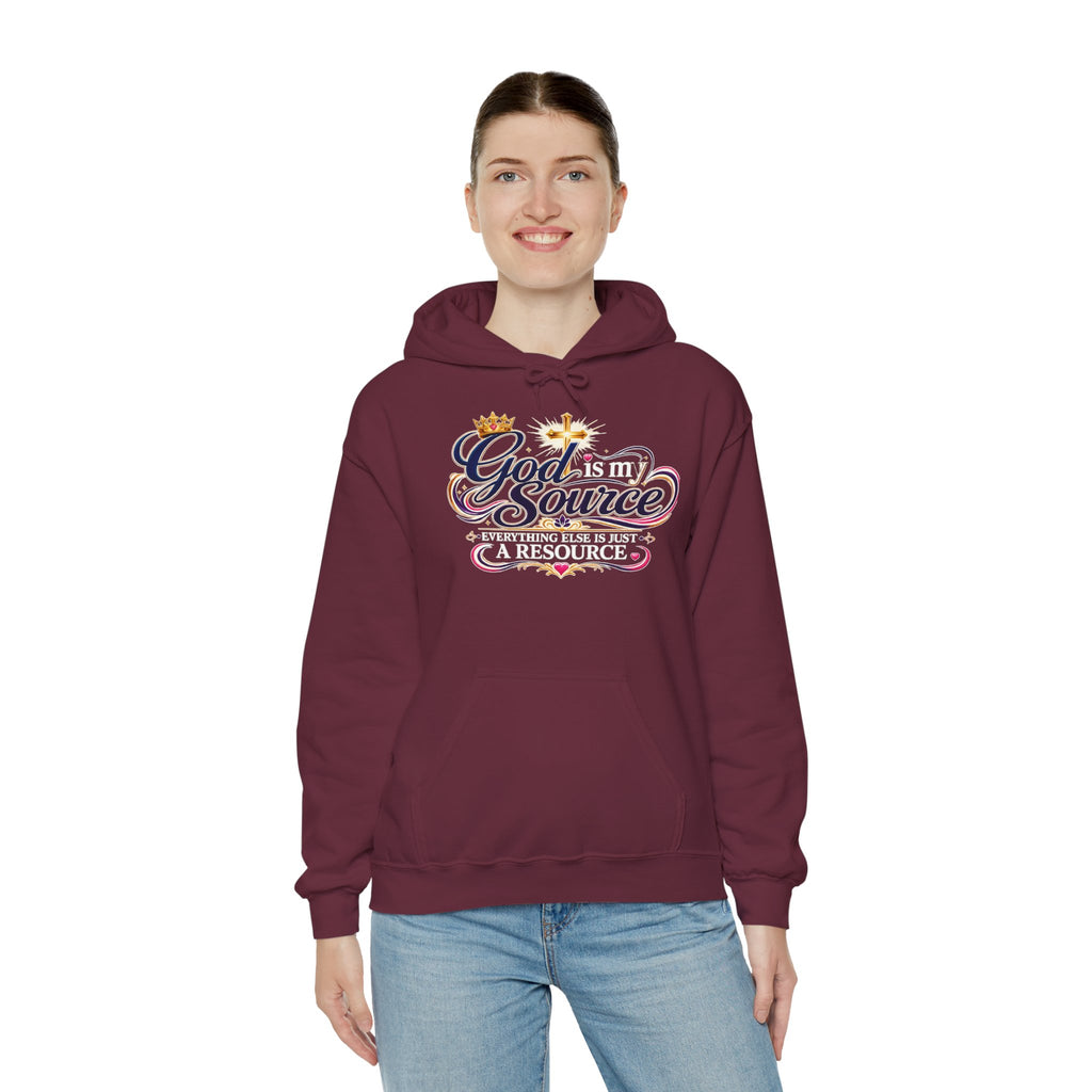 God Is My Source scripture design Hoodie | Christian faith typography
