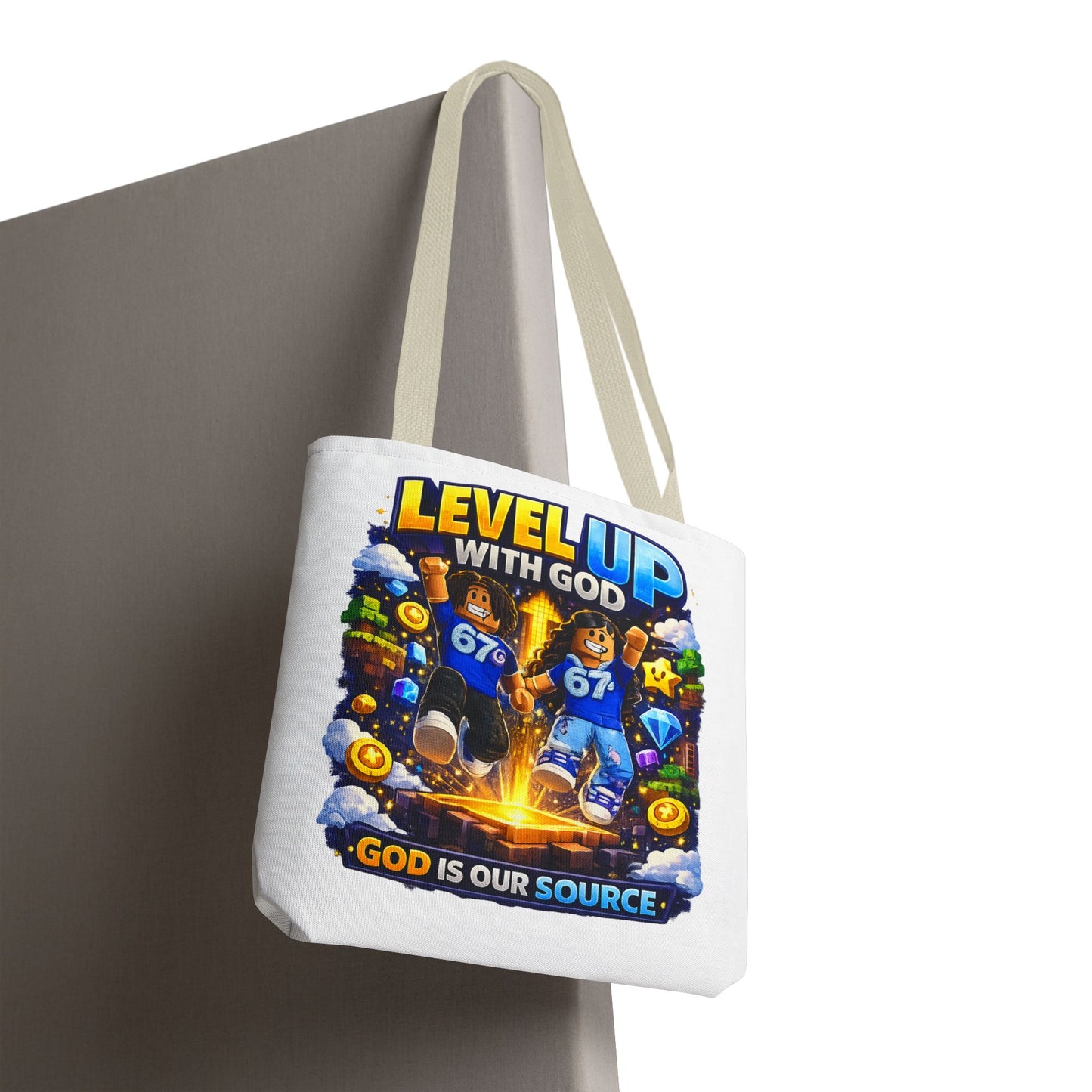 Level Up With God™ Personalized Kids Tote Bag — Upload Your Own Avatar