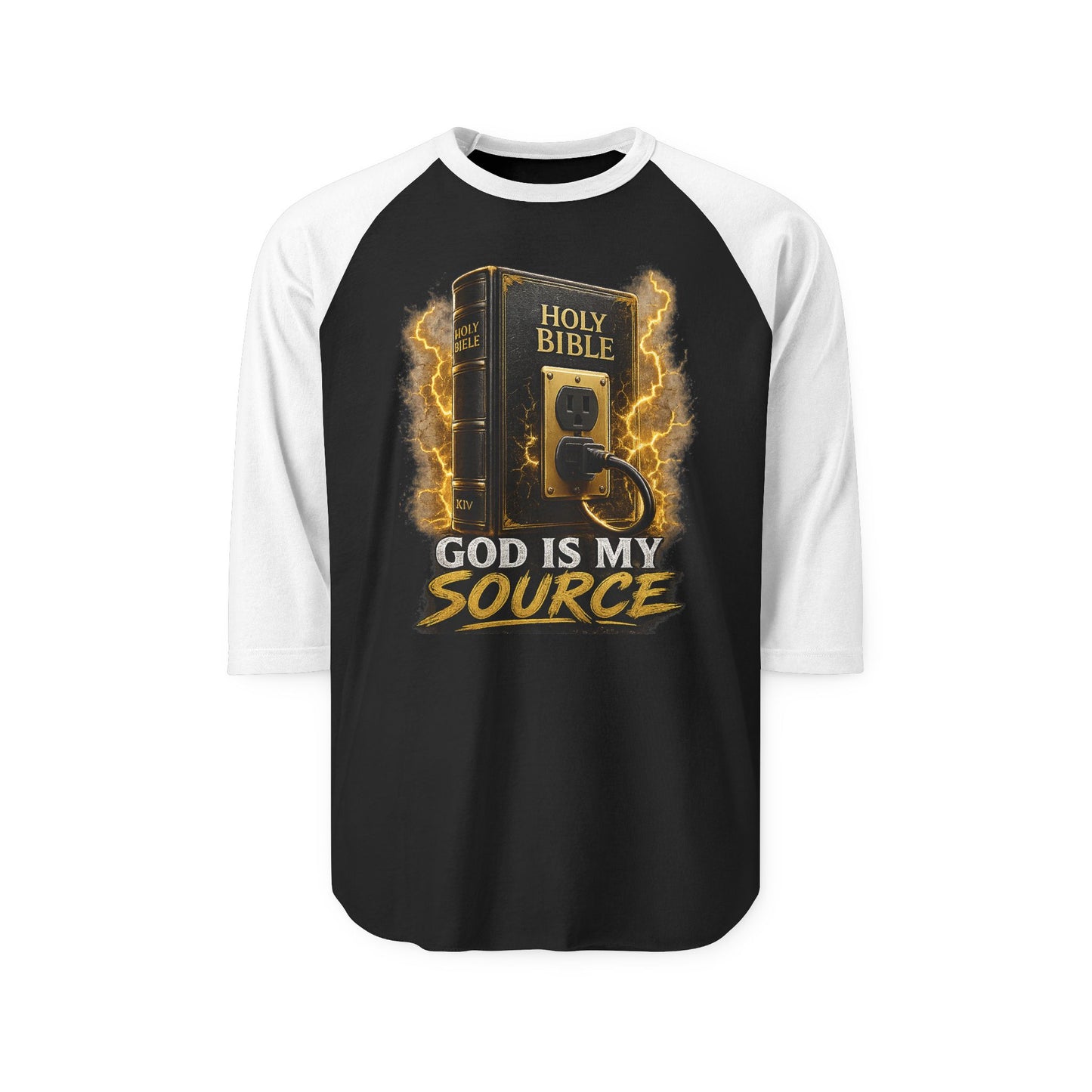 God Is My Source Raglan Shirt | Holy Bible Graphic 3/4 Sleeve Baseball Tee | Christian Faith Apparel | Unisex Raglan Tee