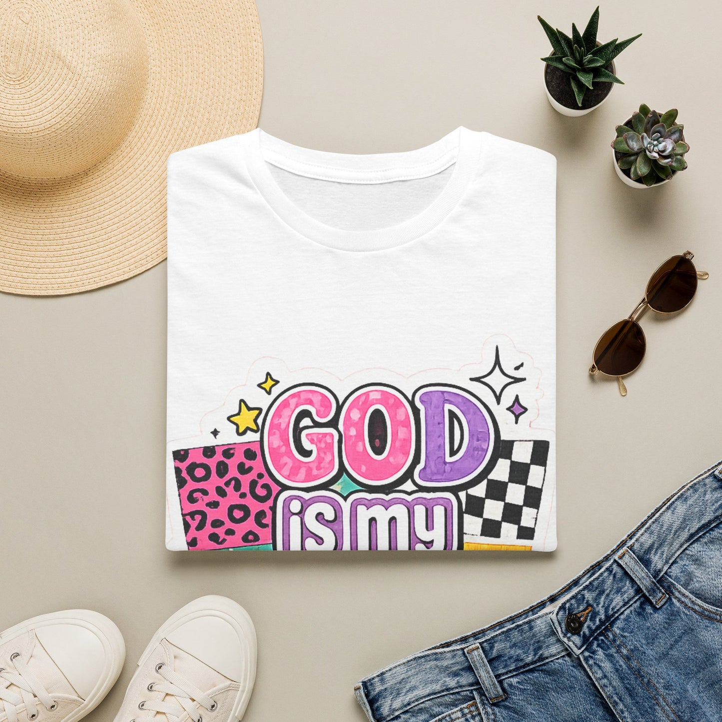 God Is My Source T‑Shirt — Colorful Faith Graphic Tee--Retro Christian Graphic Tee
