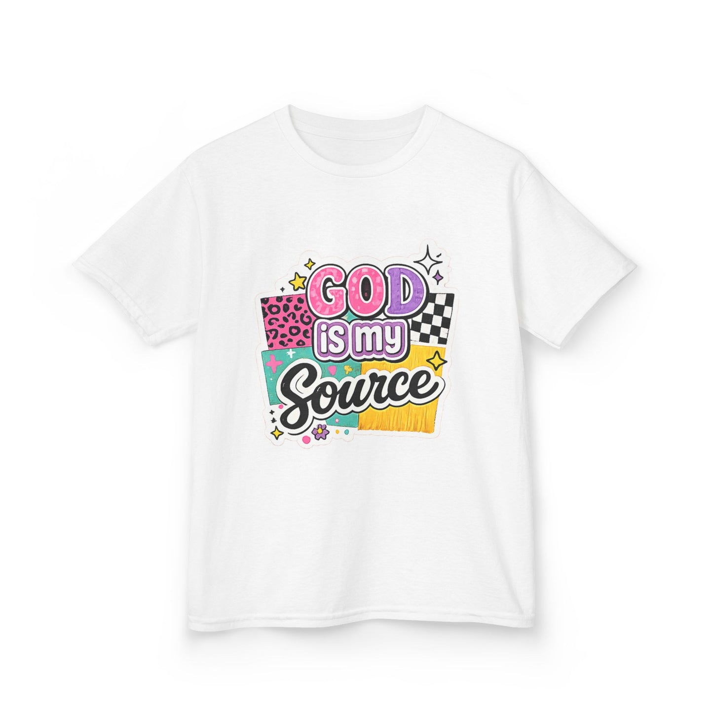 God Is My Source™ Kids Christian T-Shirt | Retro Faith Graphic Tee |