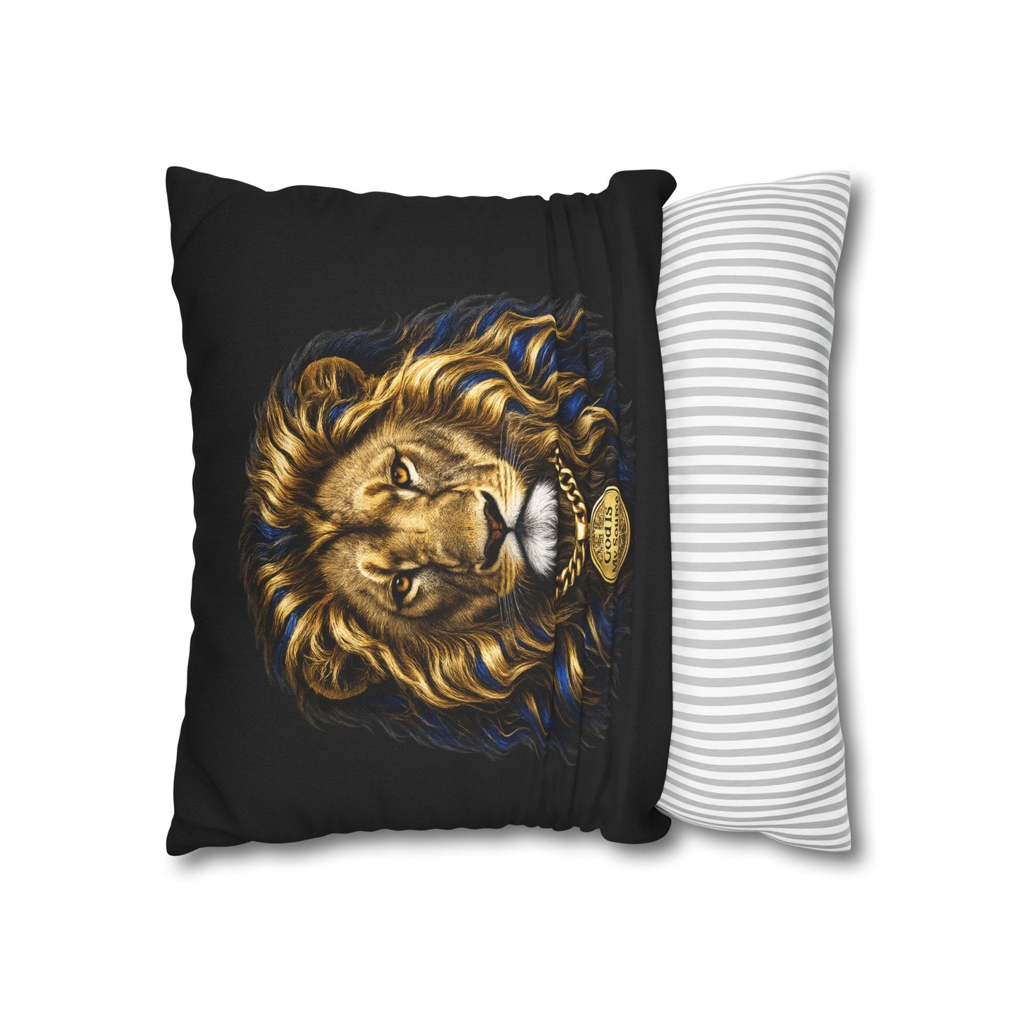 God Is My Source Lion Pillow Cover | Christian Decorative Throw Pillow Cover | Faith-Inspired Home Décor | Double-Sided Print