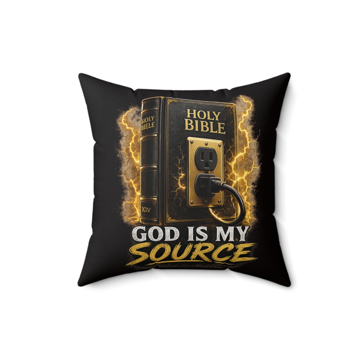 God Is My Source Throw Pillow | Christian Decorative Accent Pillow | Holy Bible Power Source Design | Double-Sided Faith Home Décor