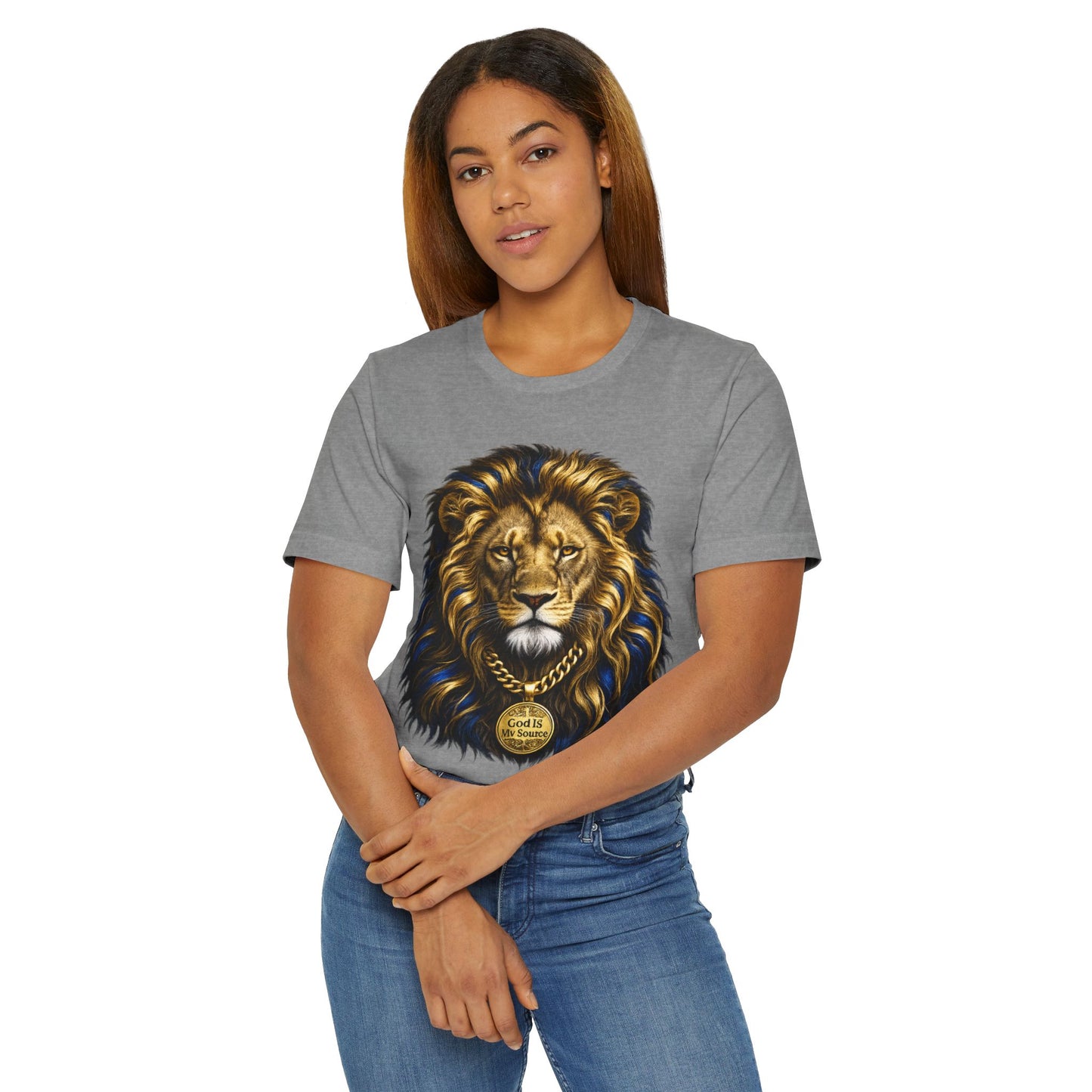 God Is My Source Lion T-Shirt | Christian Unisex Jersey Tee | Faith-Inspired Graphic Shirt