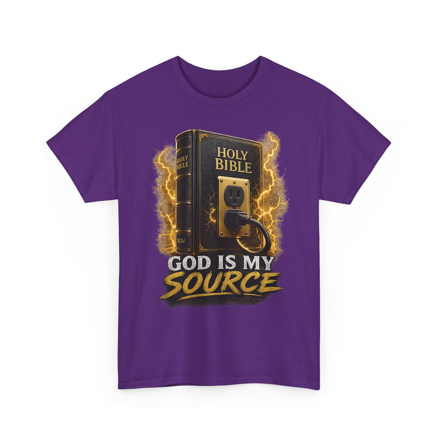 God Is My Source T-Shirt | Holy Bible Power Outlet Christian Tee | Unisex Heavy Cotton Tee