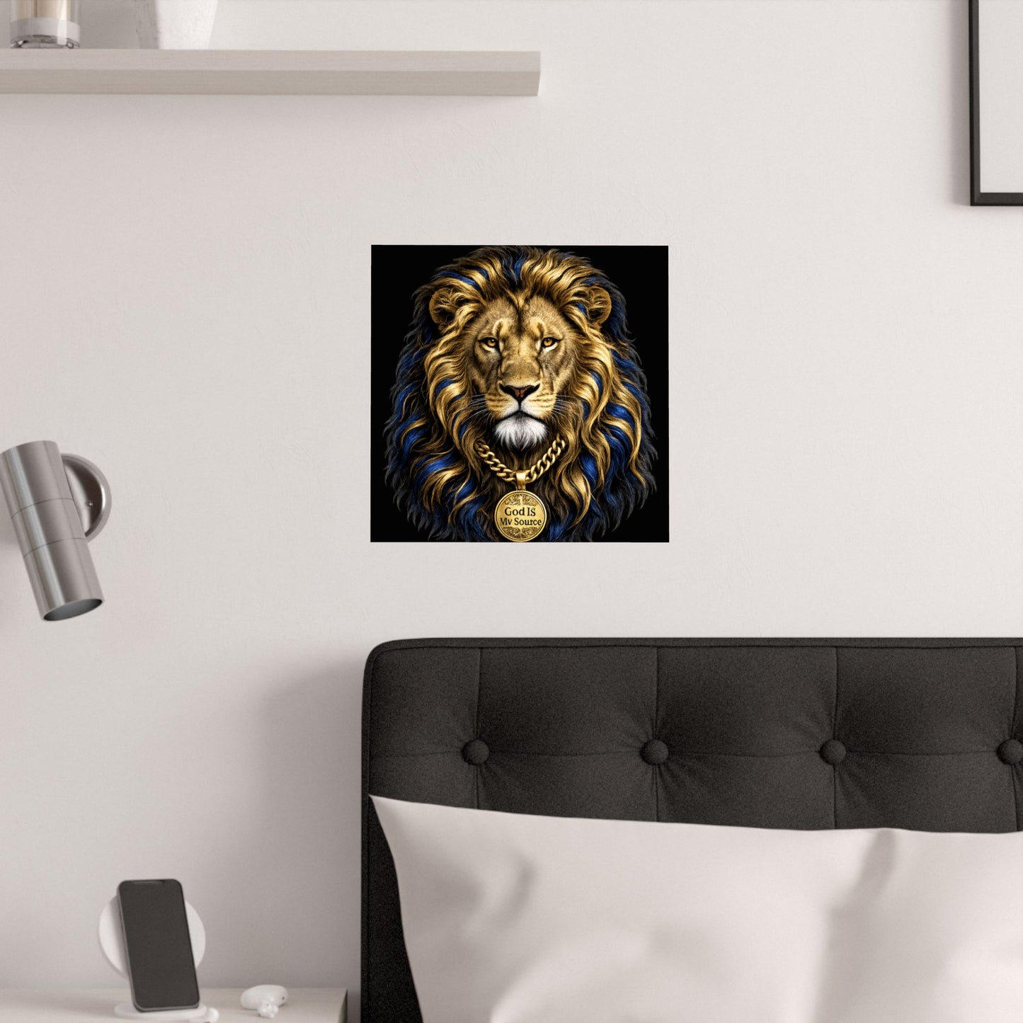 God Is My Source Lion Satin Poster | Christian Wall Art
