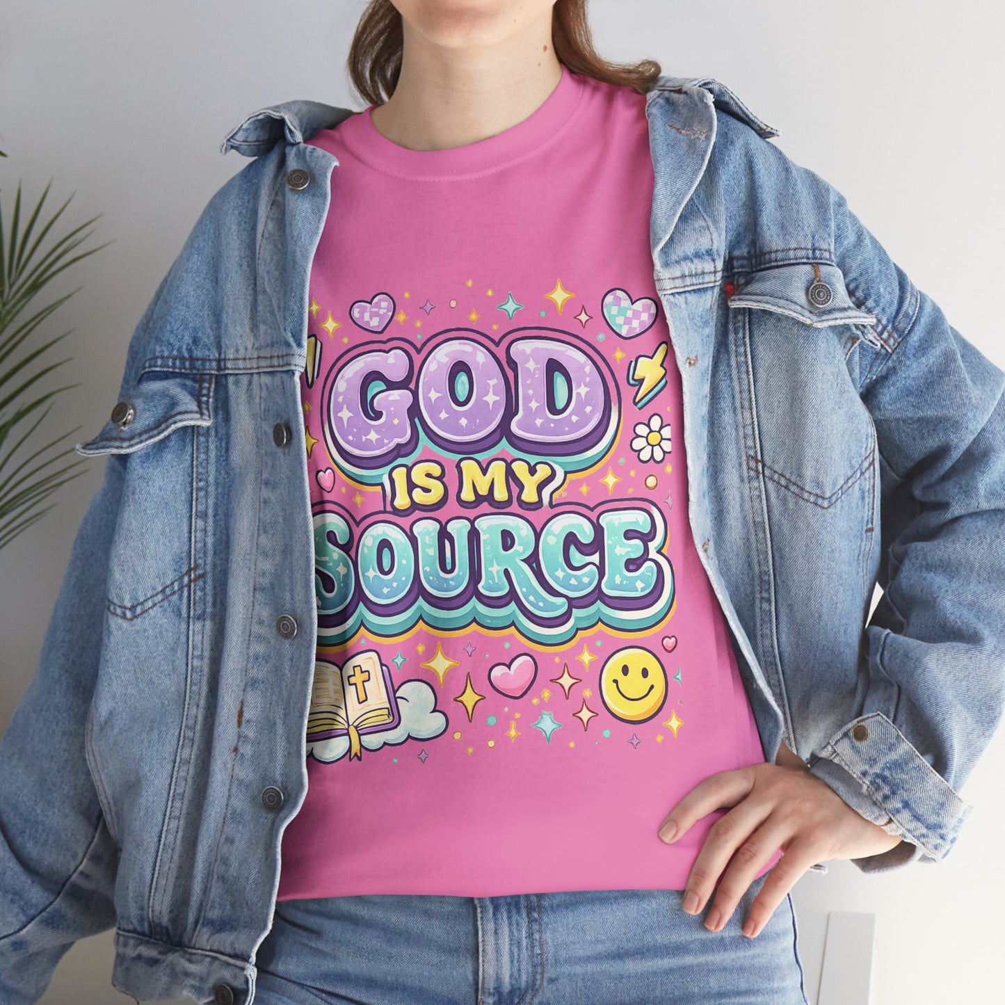 God Is My Source T-Shirt | Christian Faith Tee, Pastel Cute Design