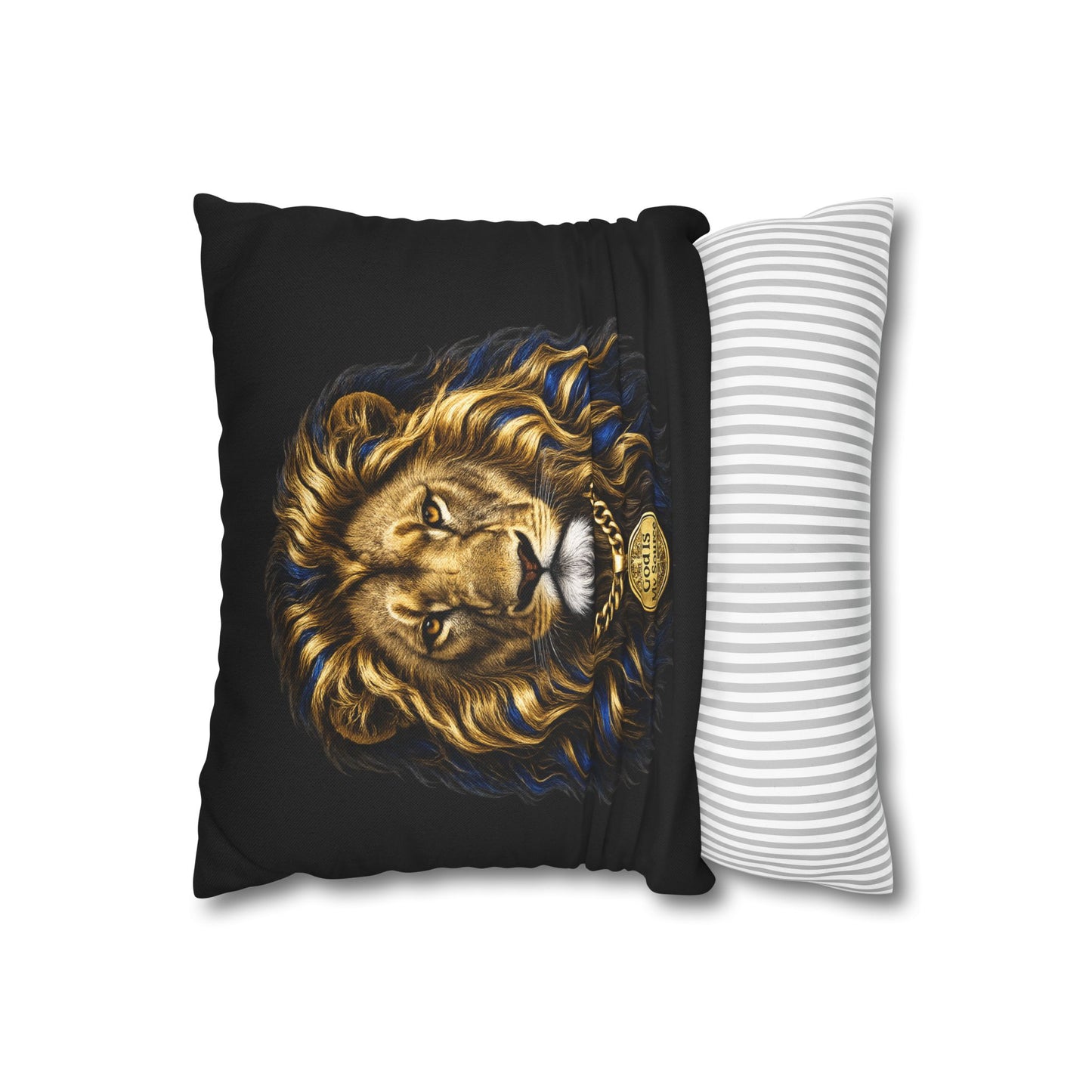 God Is My Source Lion Pillow Cover | Christian Decorative Throw Pillow Cover | Faith-Inspired Home Décor | Double-Sided Print