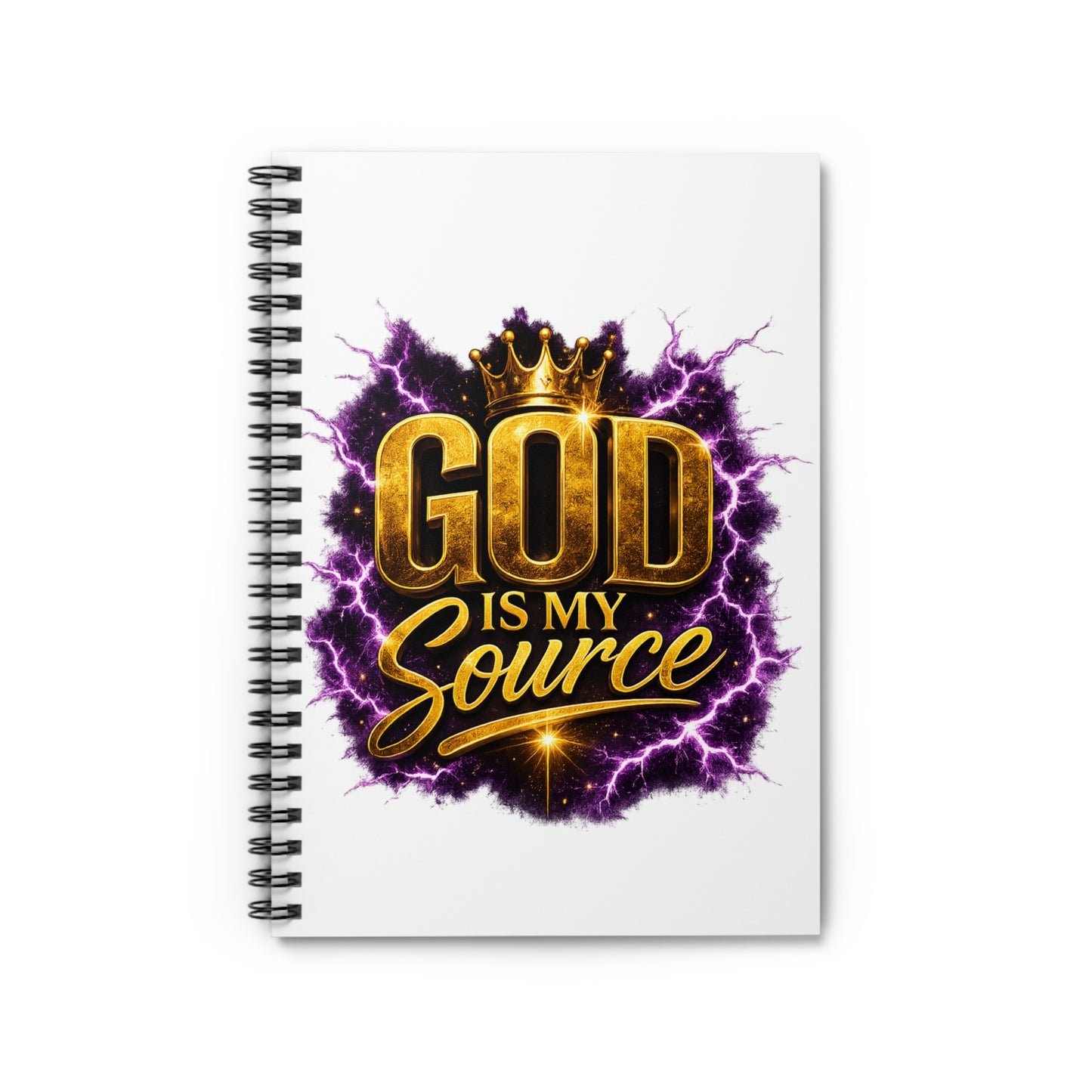 God Is My Source Spiral Notebook | Christian Faith Lightning Design