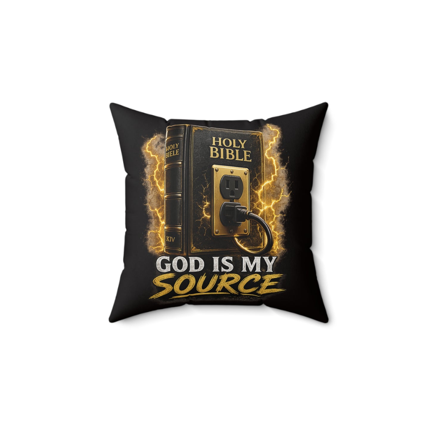 God Is My Source Throw Pillow | Christian Decorative Accent Pillow | Holy Bible Power Source Design | Double-Sided Faith Home Décor