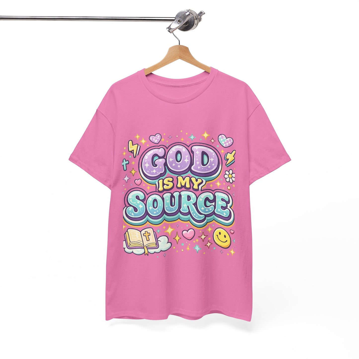 God Is My Source T-Shirt | Christian Faith Tee, Pastel Cute Design