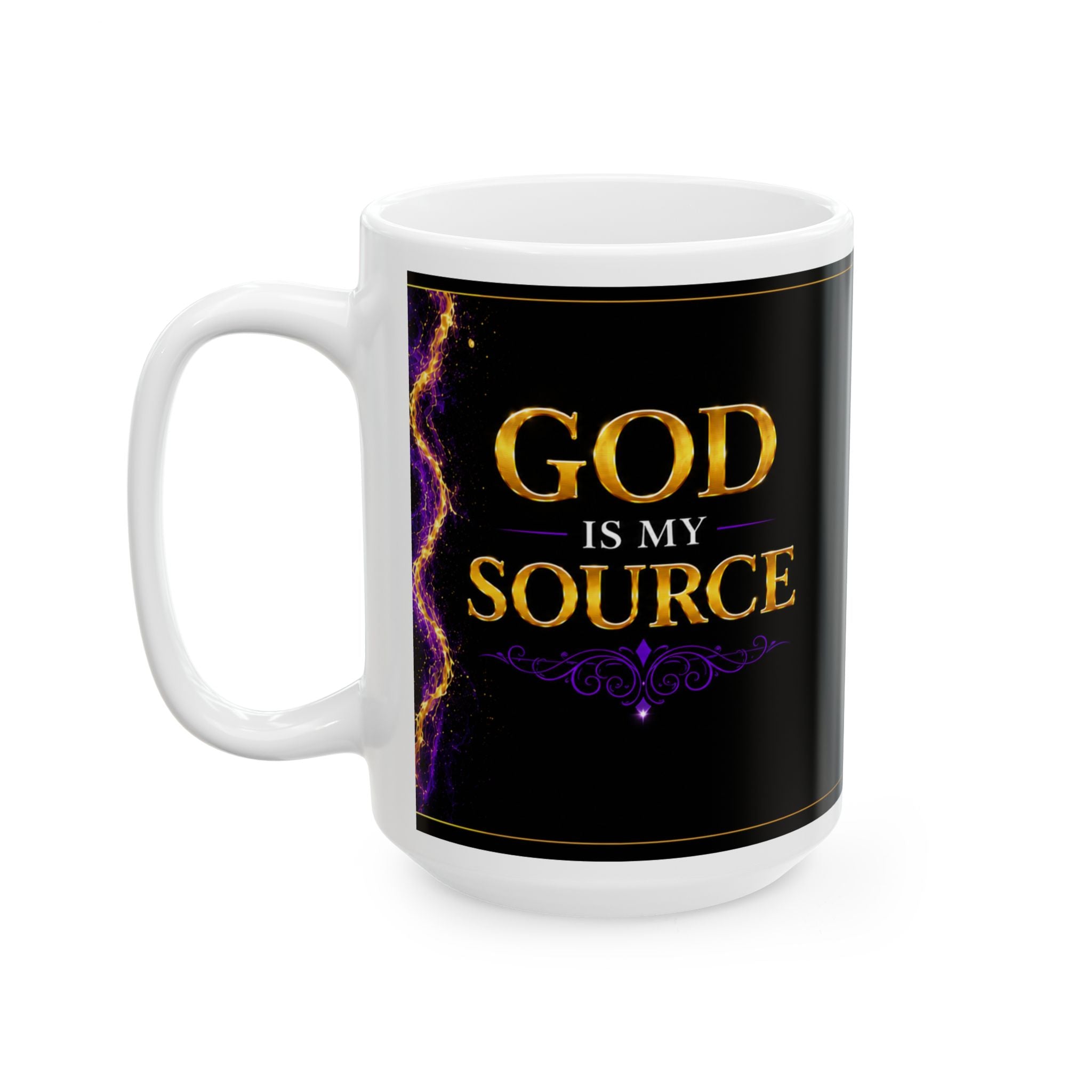 God Is My Source Ceramic Coffee Mug – Philippians 4:19 KJV | Christian Inspirational Gift | 11oz/15oz