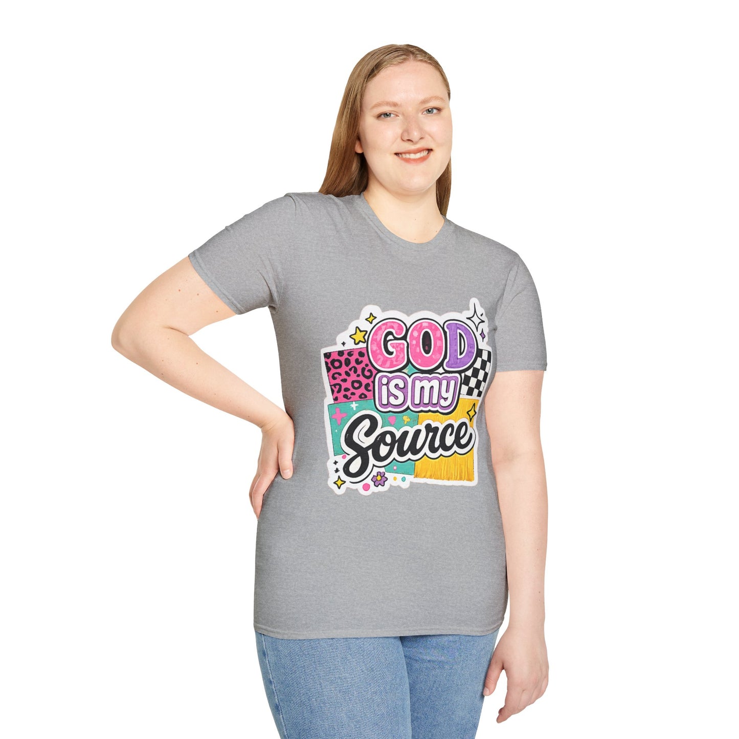 God Is My Source T‑Shirt — Colorful Faith Graphic Tee--Retro Christian Graphic Tee