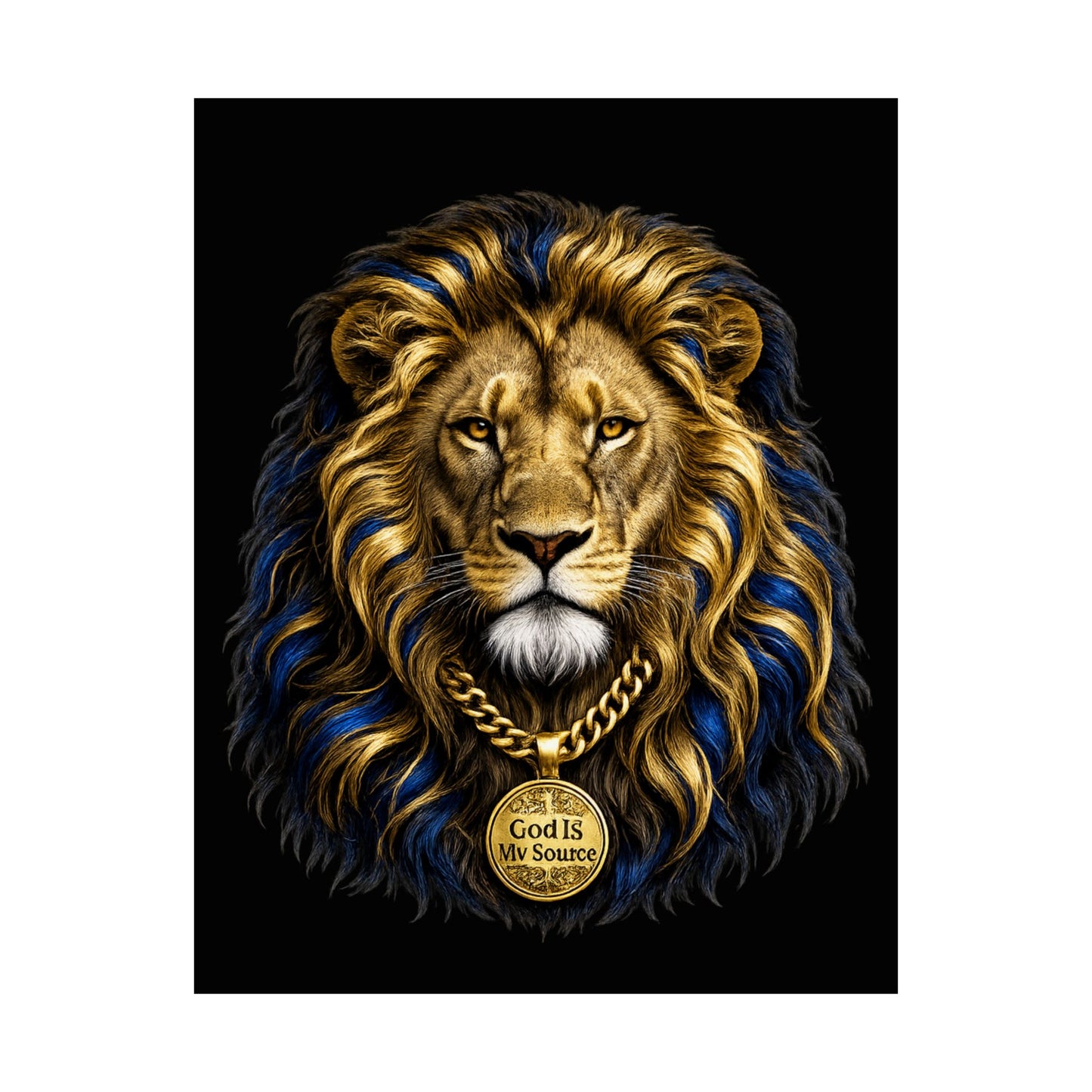 God Is My Source Lion Satin Poster | Christian Wall Art