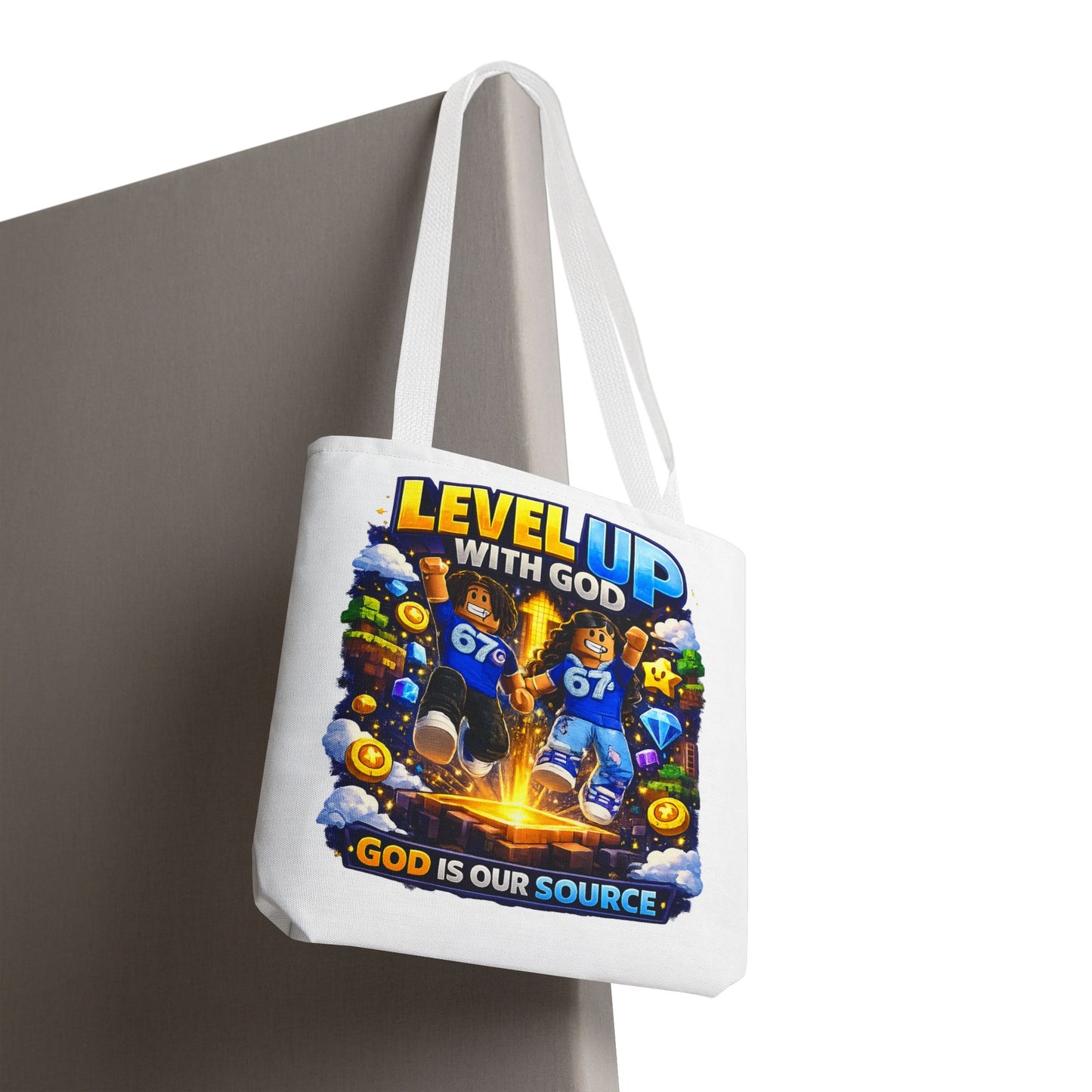 Level Up With God™ Personalized Kids Tote Bag — Upload Your Own Avatar