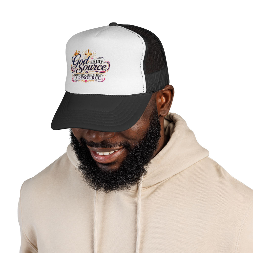 God Is My Source trucker cap | Christian faith design
