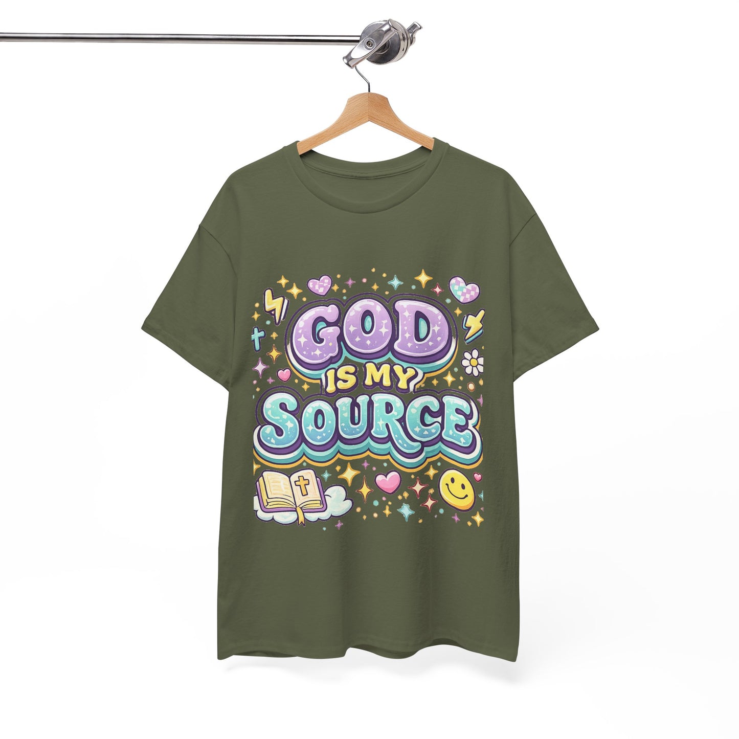 God Is My Source T-Shirt | Christian Faith Tee, Pastel Cute Design