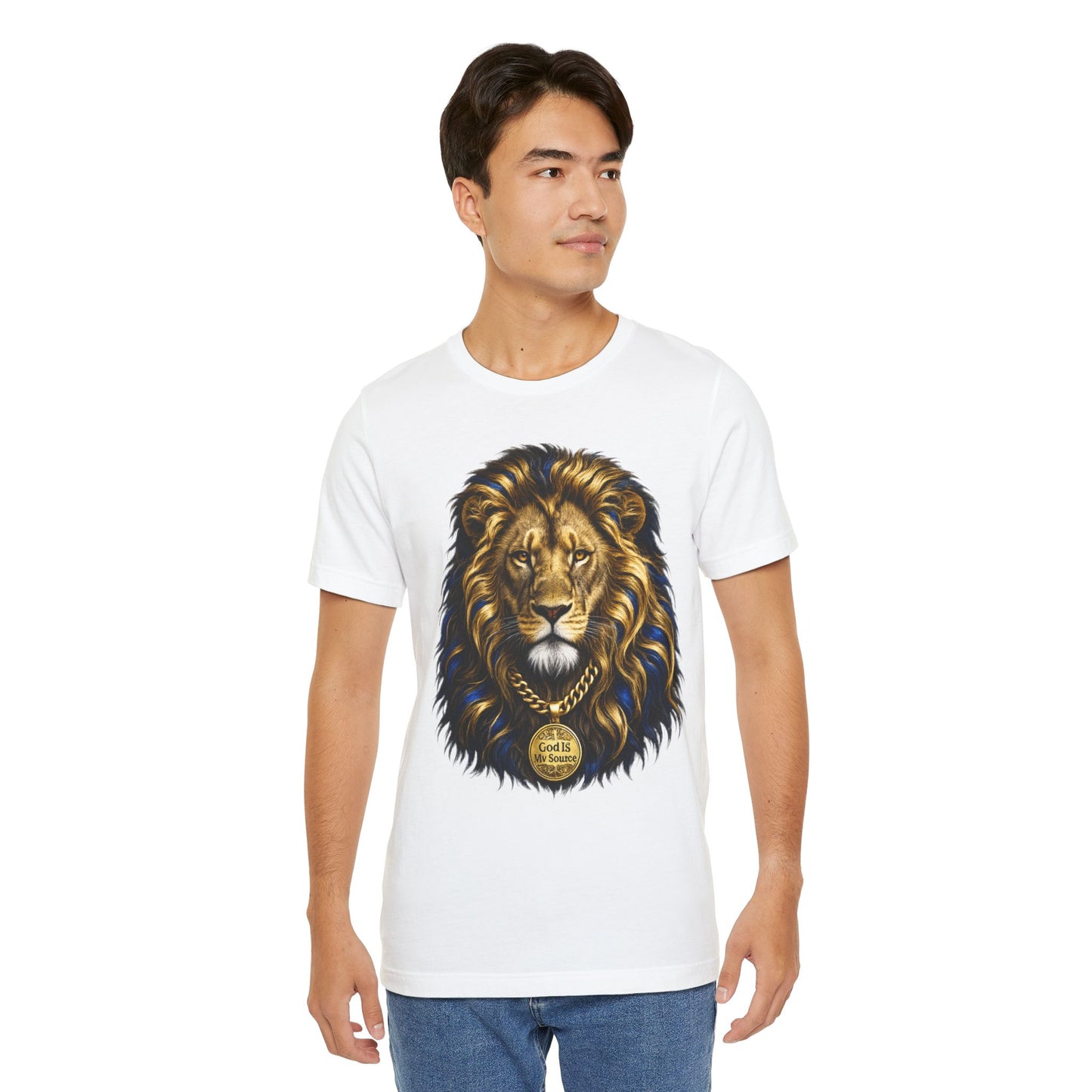 God Is My Source Lion T-Shirt | Christian Unisex Jersey Tee | Faith-Inspired Graphic Shirt