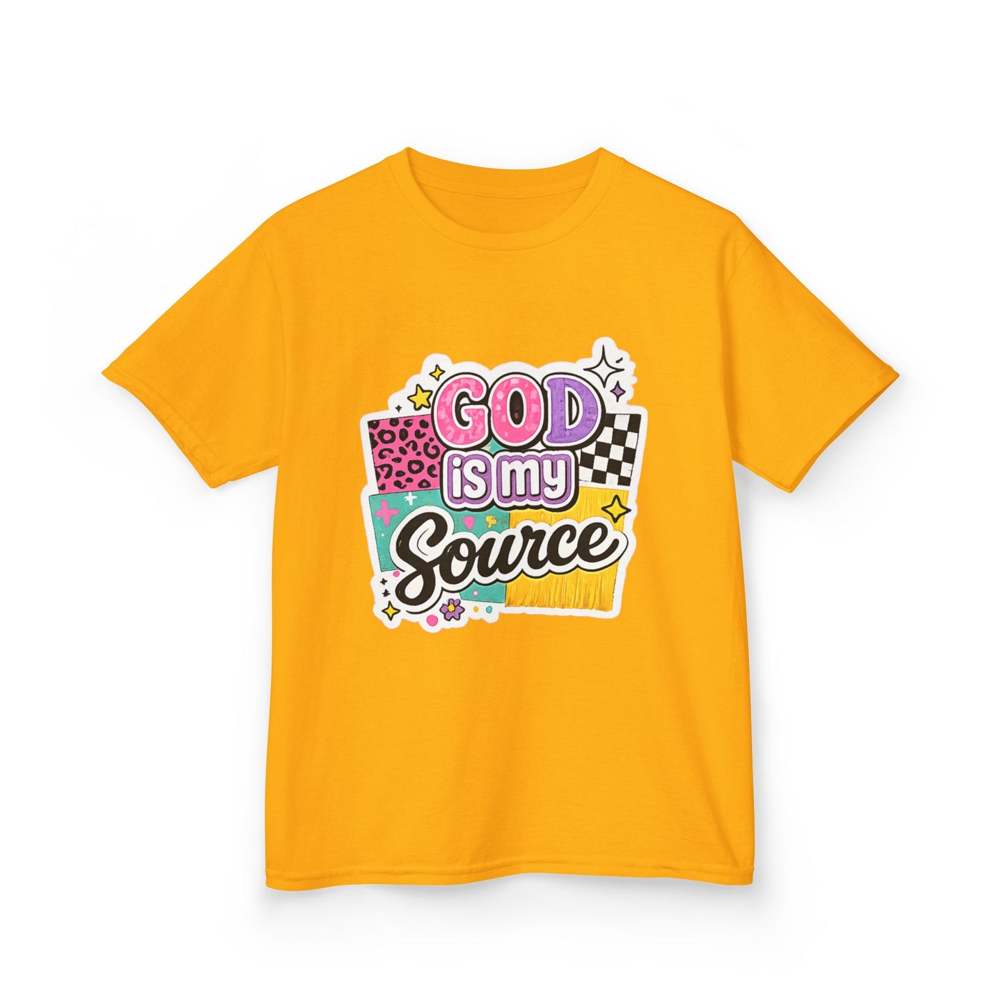 God Is My Source™ Kids Christian T-Shirt | Retro Faith Graphic Tee |