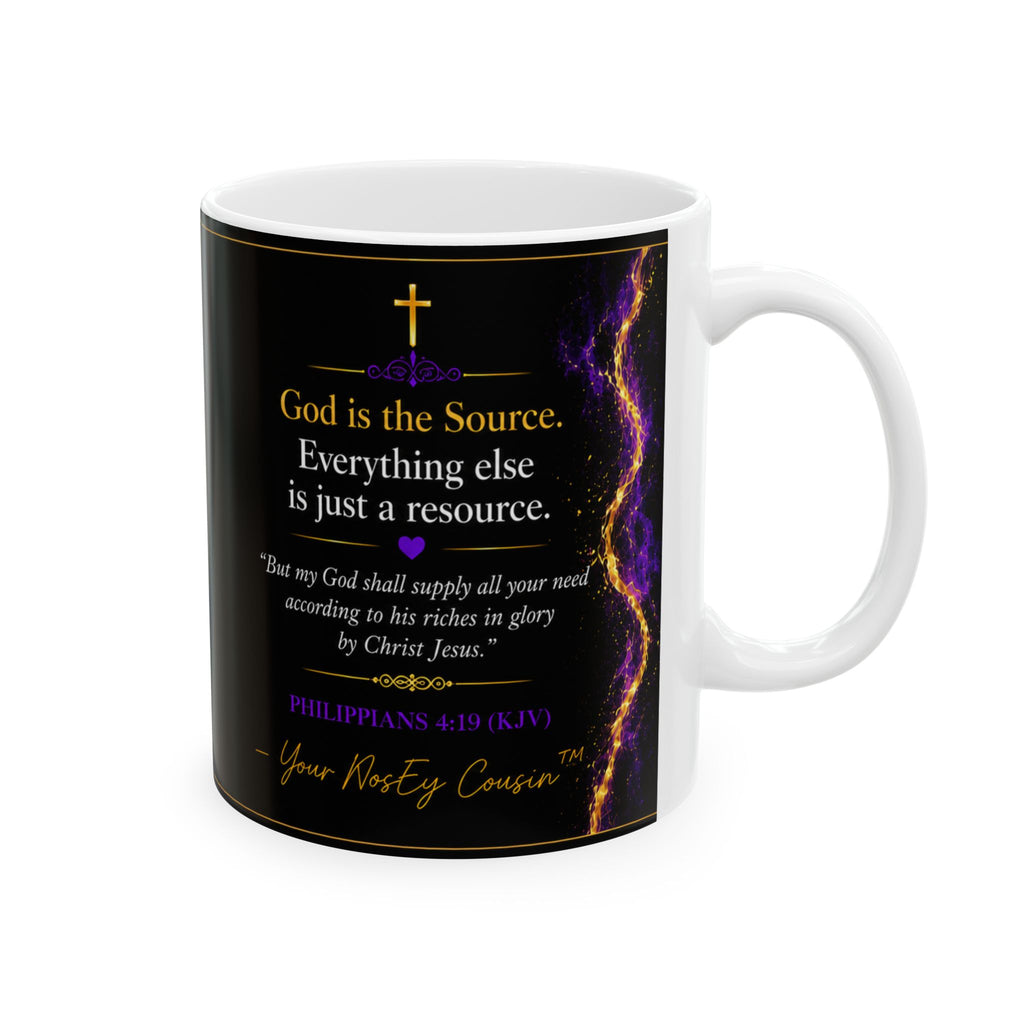 God Is My Source Ceramic Coffee Mug – Philippians 4:19 KJV | Christian Inspirational Gift | 11oz/15oz