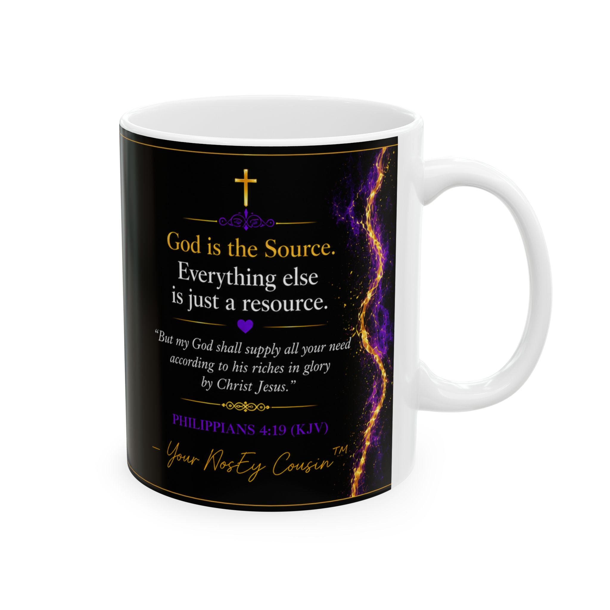 God Is My Source Ceramic Coffee Mug – Philippians 4:19 KJV | Christian Inspirational Gift | 11oz/15oz