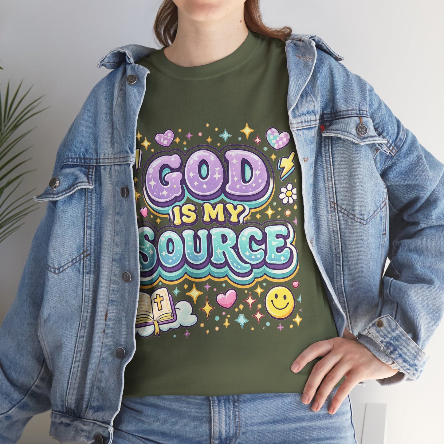 God Is My Source T-Shirt | Christian Faith Tee, Pastel Cute Design
