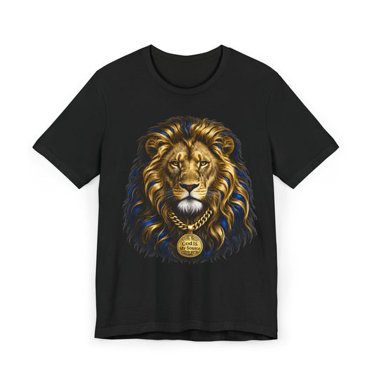 God Is My Source Lion T-Shirt | Christian Unisex Jersey Tee | Faith-Inspired Graphic Shirt