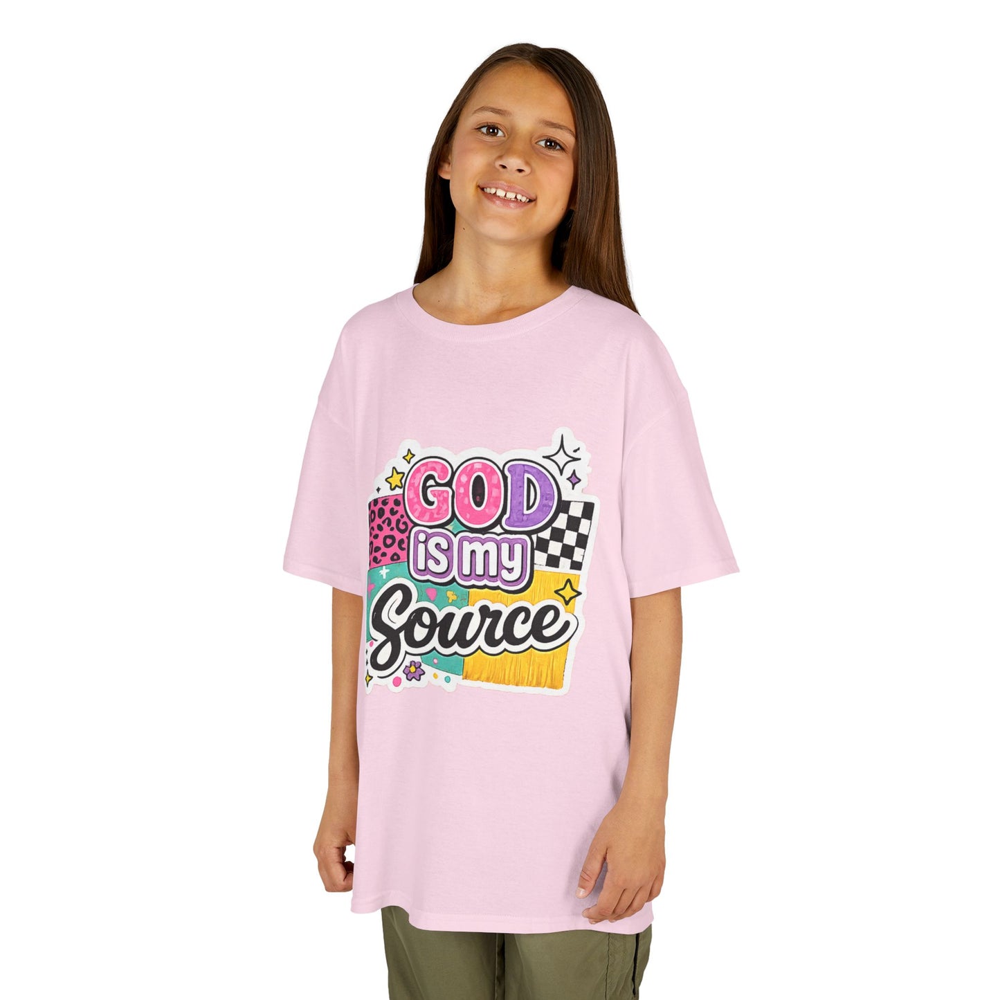 God Is My Source™ Kids Christian T-Shirt | Retro Faith Graphic Tee |