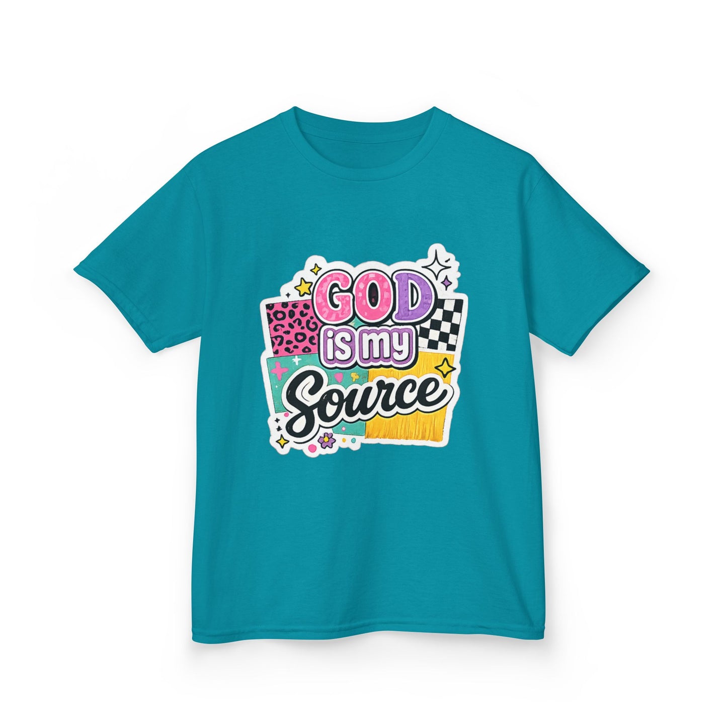 God Is My Source™ Kids Christian T-Shirt | Retro Faith Graphic Tee |
