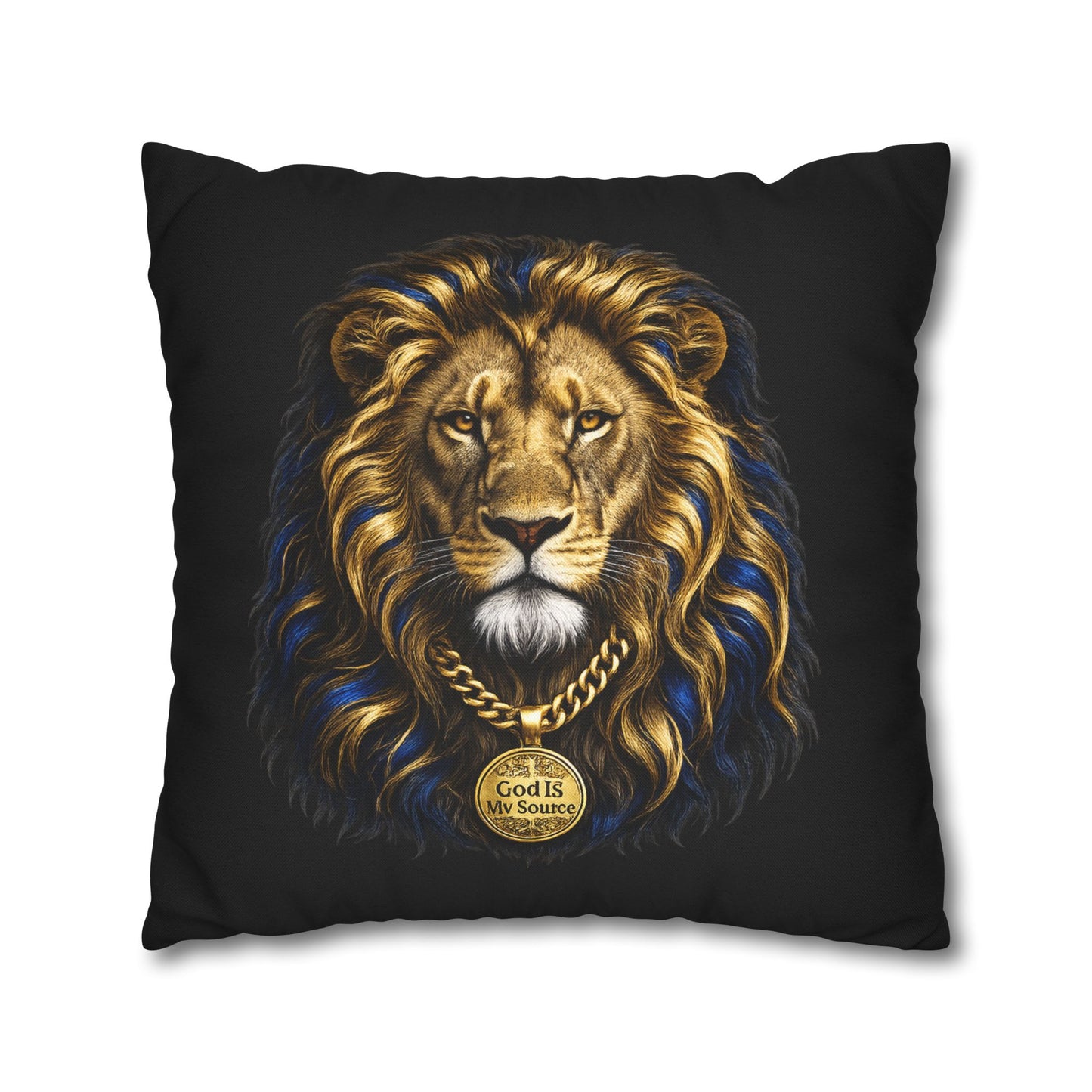 God Is My Source Lion Pillow Cover | Christian Decorative Throw Pillow Cover | Faith-Inspired Home Décor | Double-Sided Print
