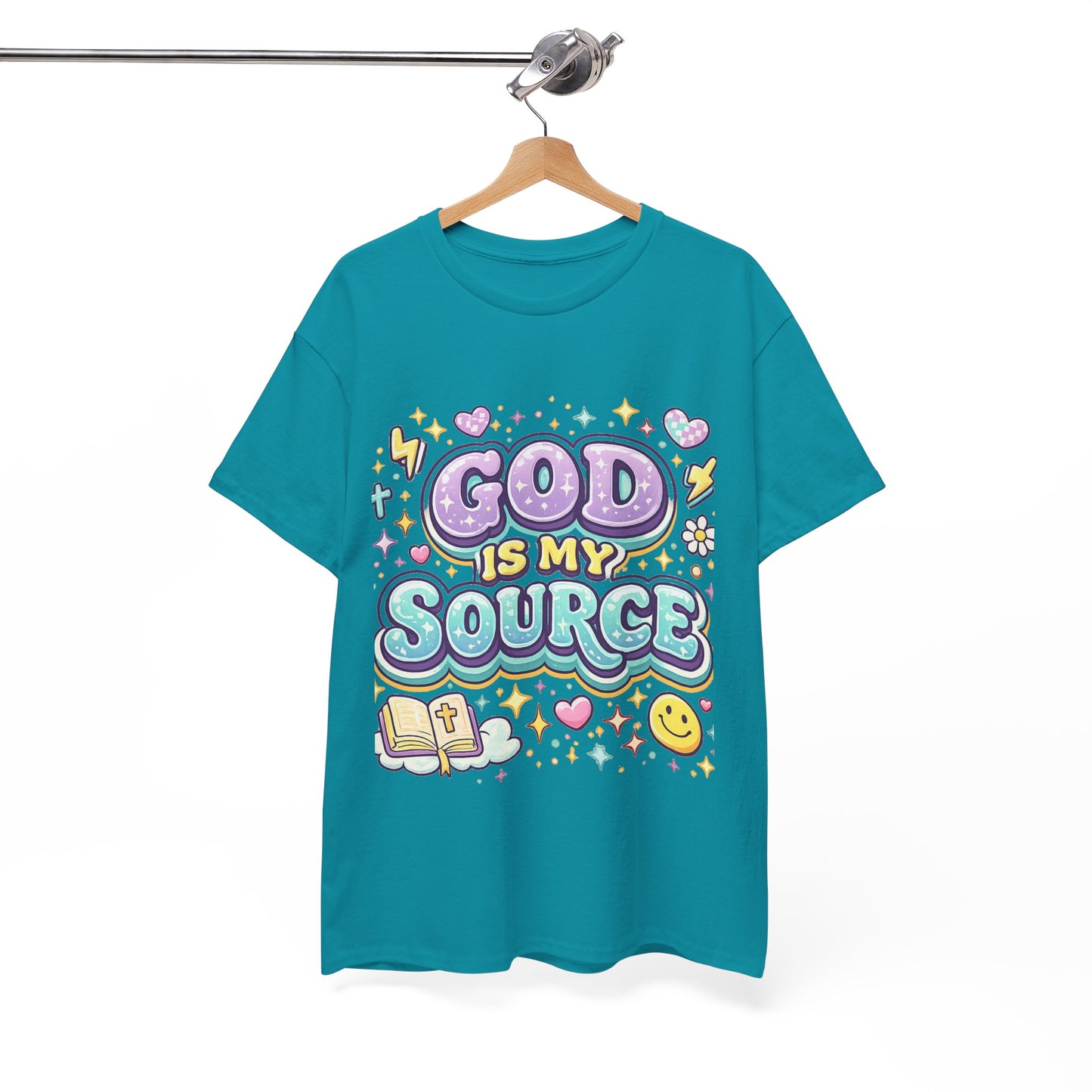 God Is My Source T-Shirt | Christian Faith Tee, Pastel Cute Design