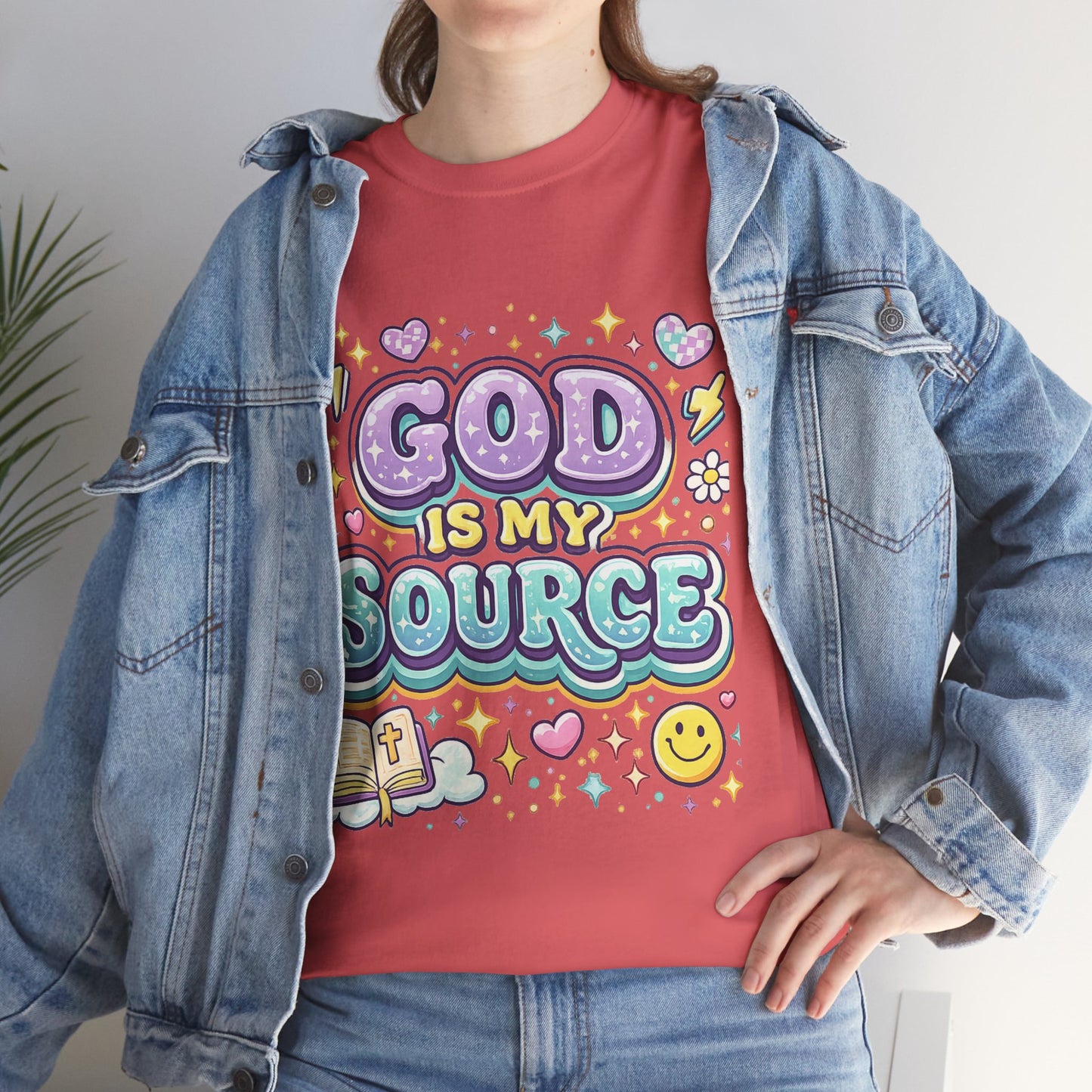 God Is My Source T-Shirt | Christian Faith Tee, Pastel Cute Design