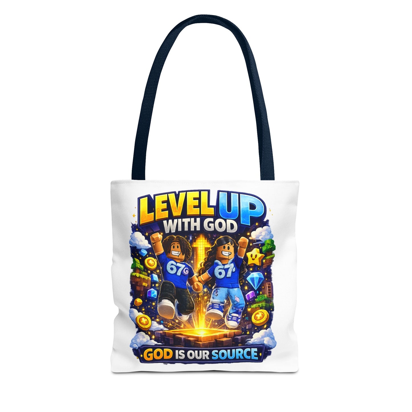Level Up With God™ Personalized Kids Tote Bag — Upload Your Own Avatar