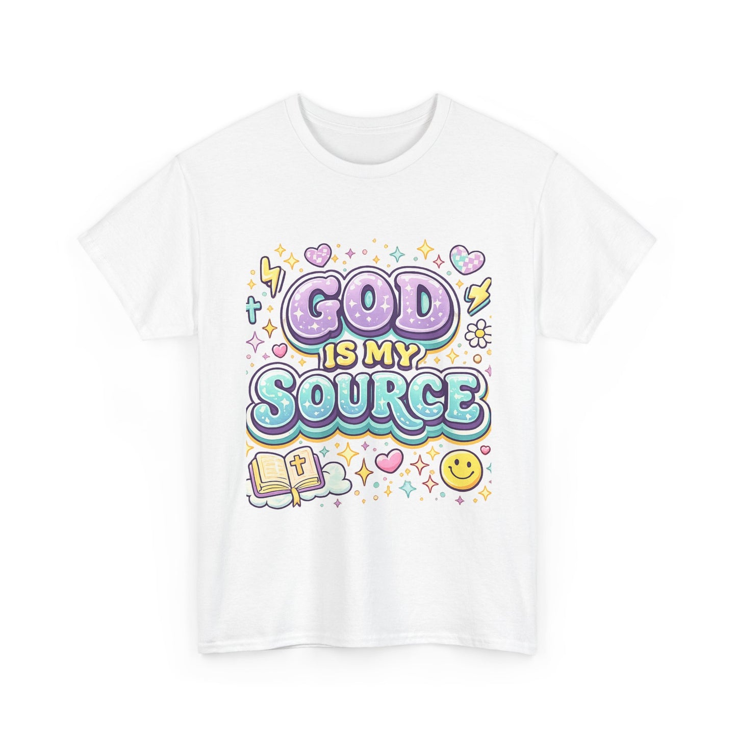 God Is My Source T-Shirt | Christian Faith Tee, Pastel Cute Design