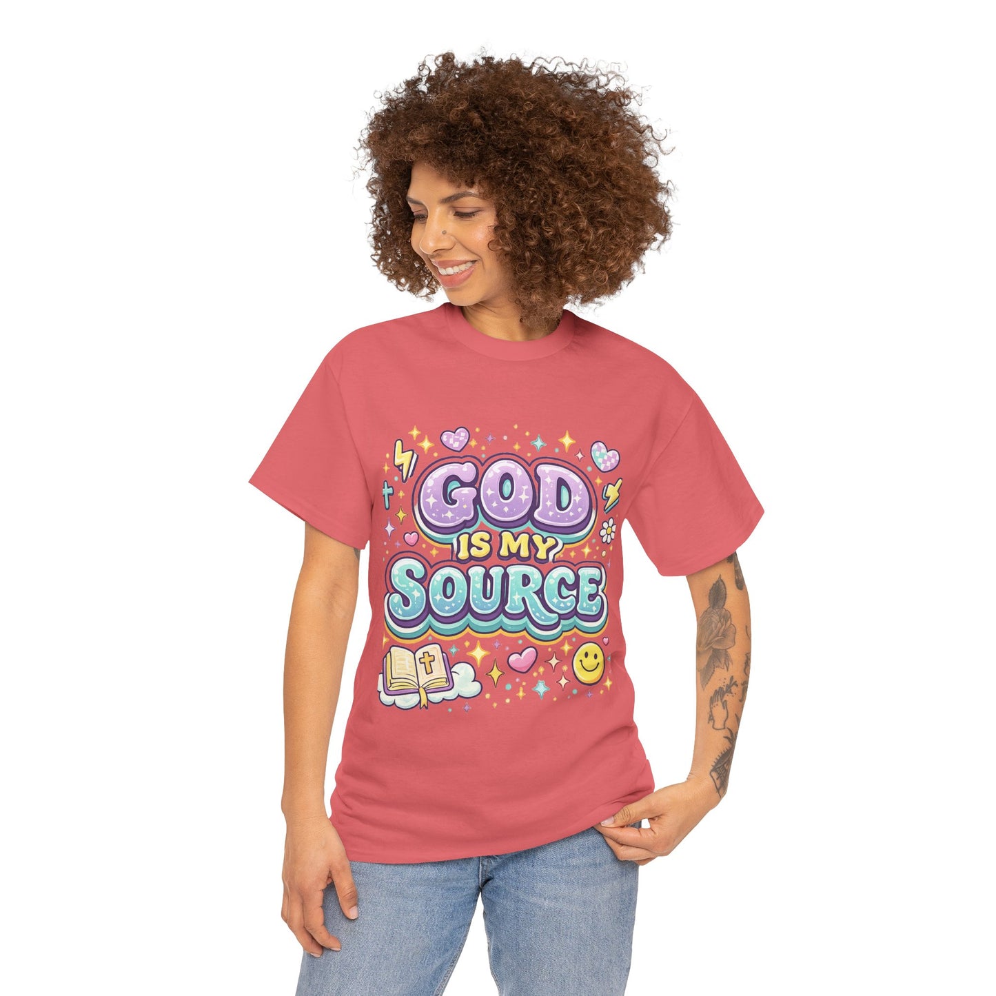 God Is My Source T-Shirt | Christian Faith Tee, Pastel Cute Design