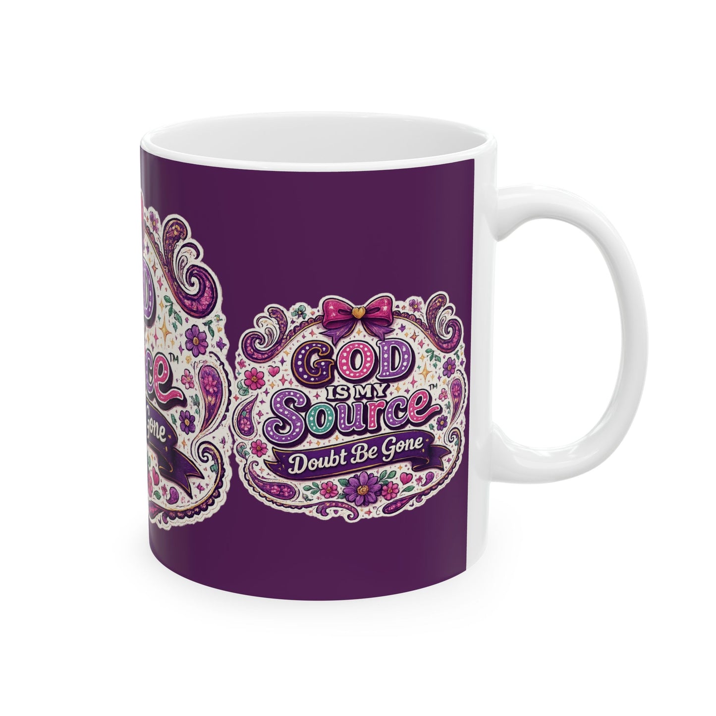 God Is My Source Mug | Faith Coffee Cup, Doubt Be Gone Scripture Design