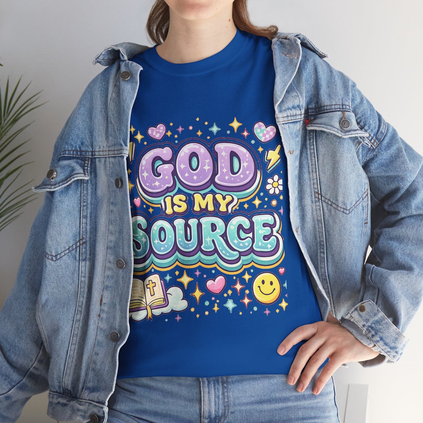 God Is My Source T-Shirt | Christian Faith Tee, Pastel Cute Design
