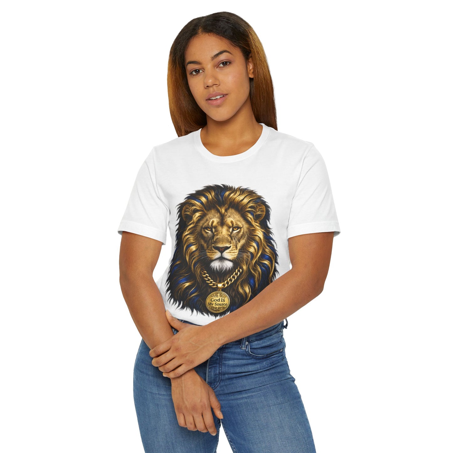 God Is My Source Lion T-Shirt | Christian Unisex Jersey Tee | Faith-Inspired Graphic Shirt