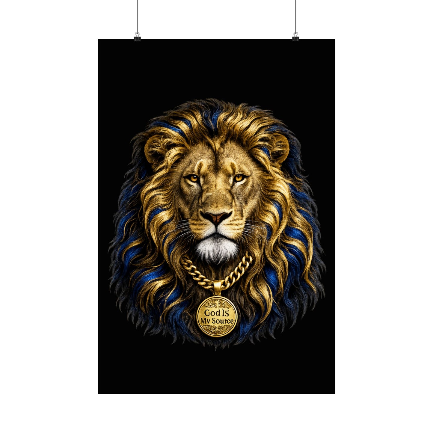 God Is My Source Lion Satin Poster | Christian Wall Art