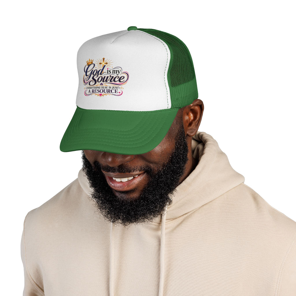 God Is My Source trucker cap | Christian faith design